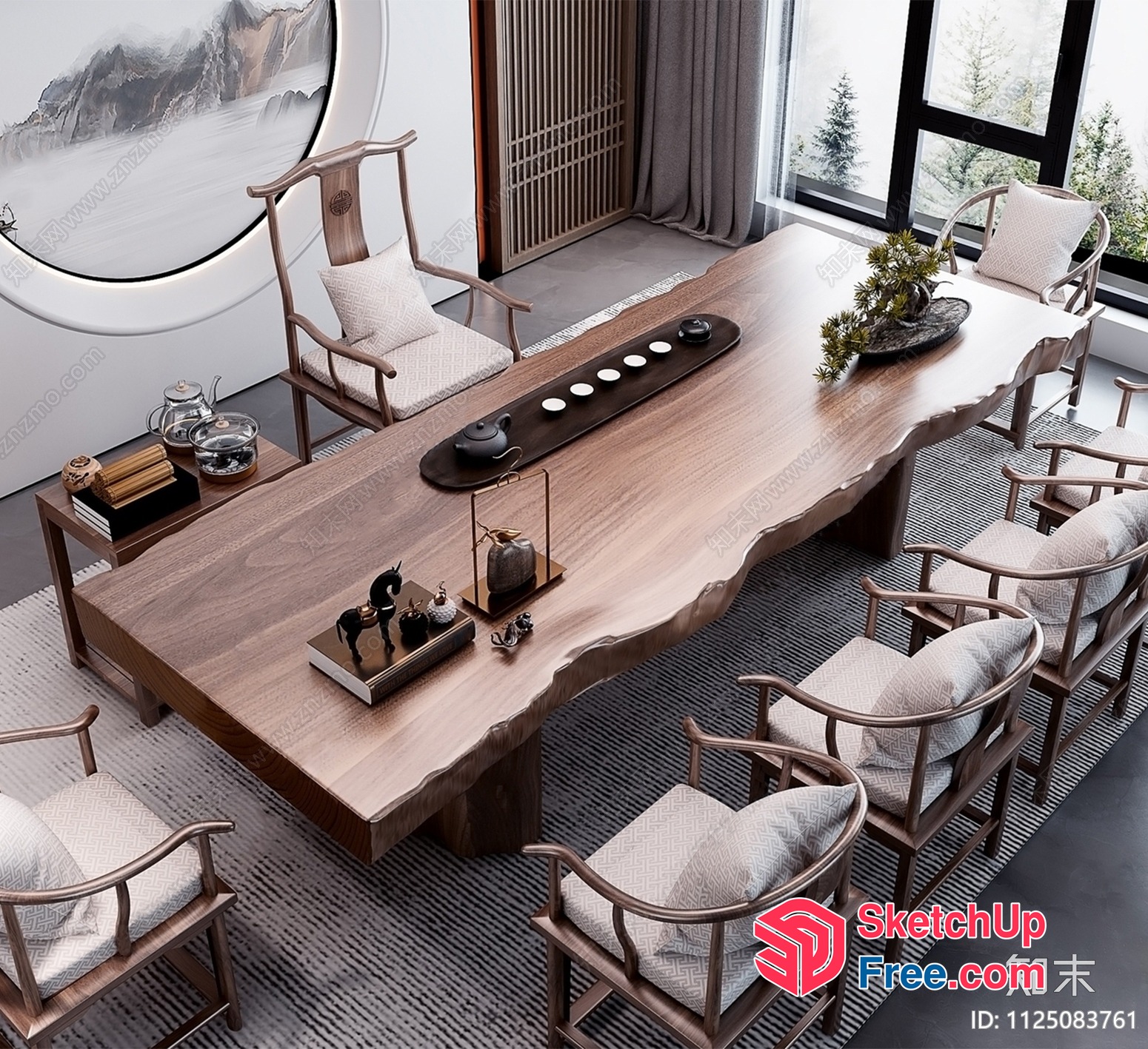 Japanese Style Living Room With Teapot Table 3D SketchUp File
