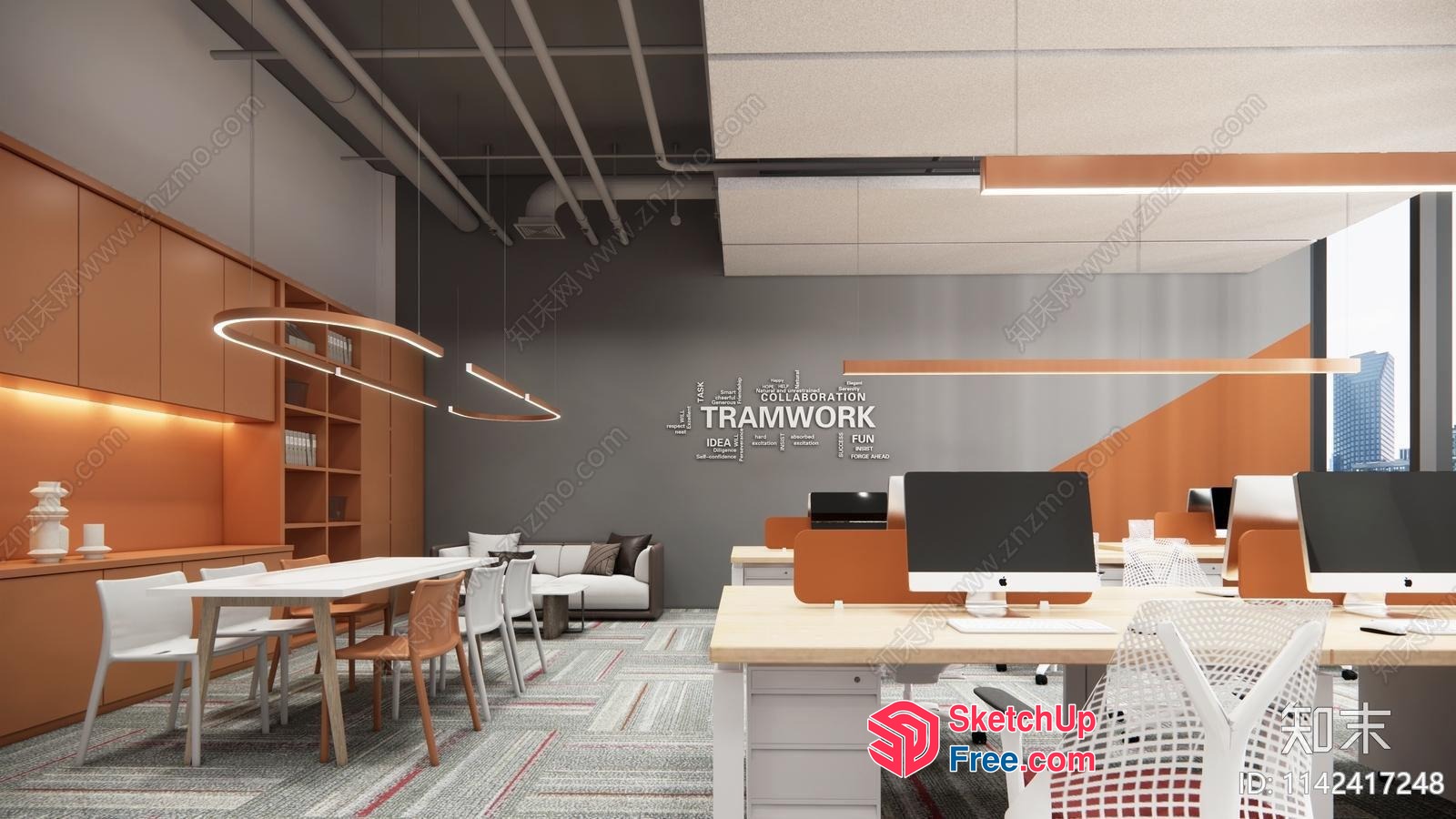 Modern Office Space With Sleek Furniture And Natural Light 3D SketchUp File