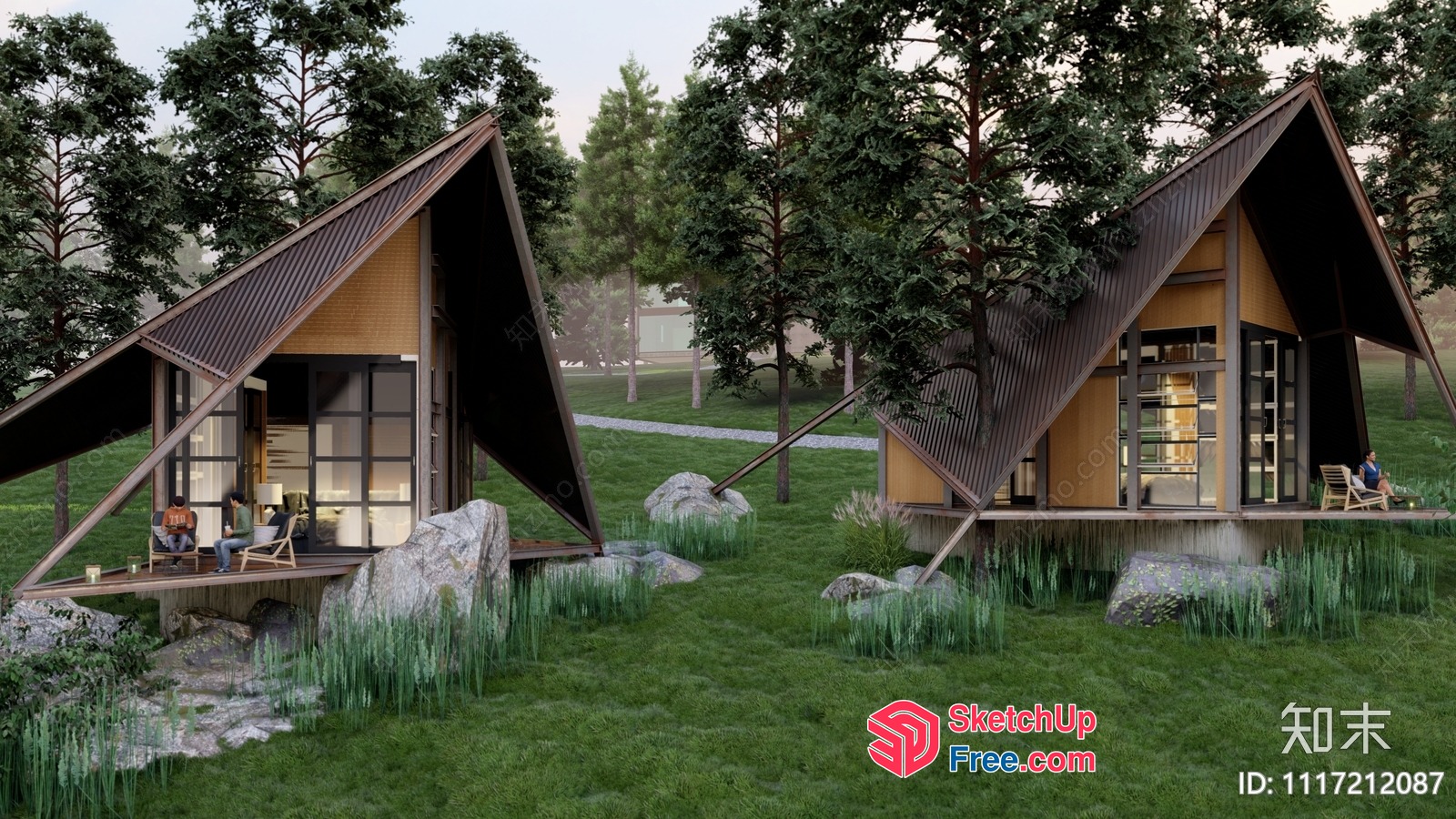 Modern A-Frame Homes With Natural Surroundings 3D SketchUp File