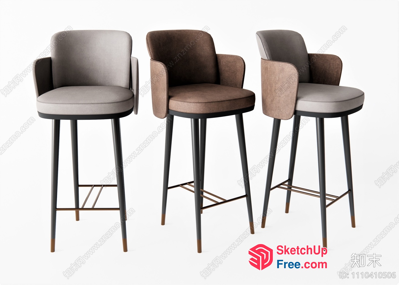Modern Bar Stools With Sleek Legs And Cushioned Seats 3D SketchUp File
