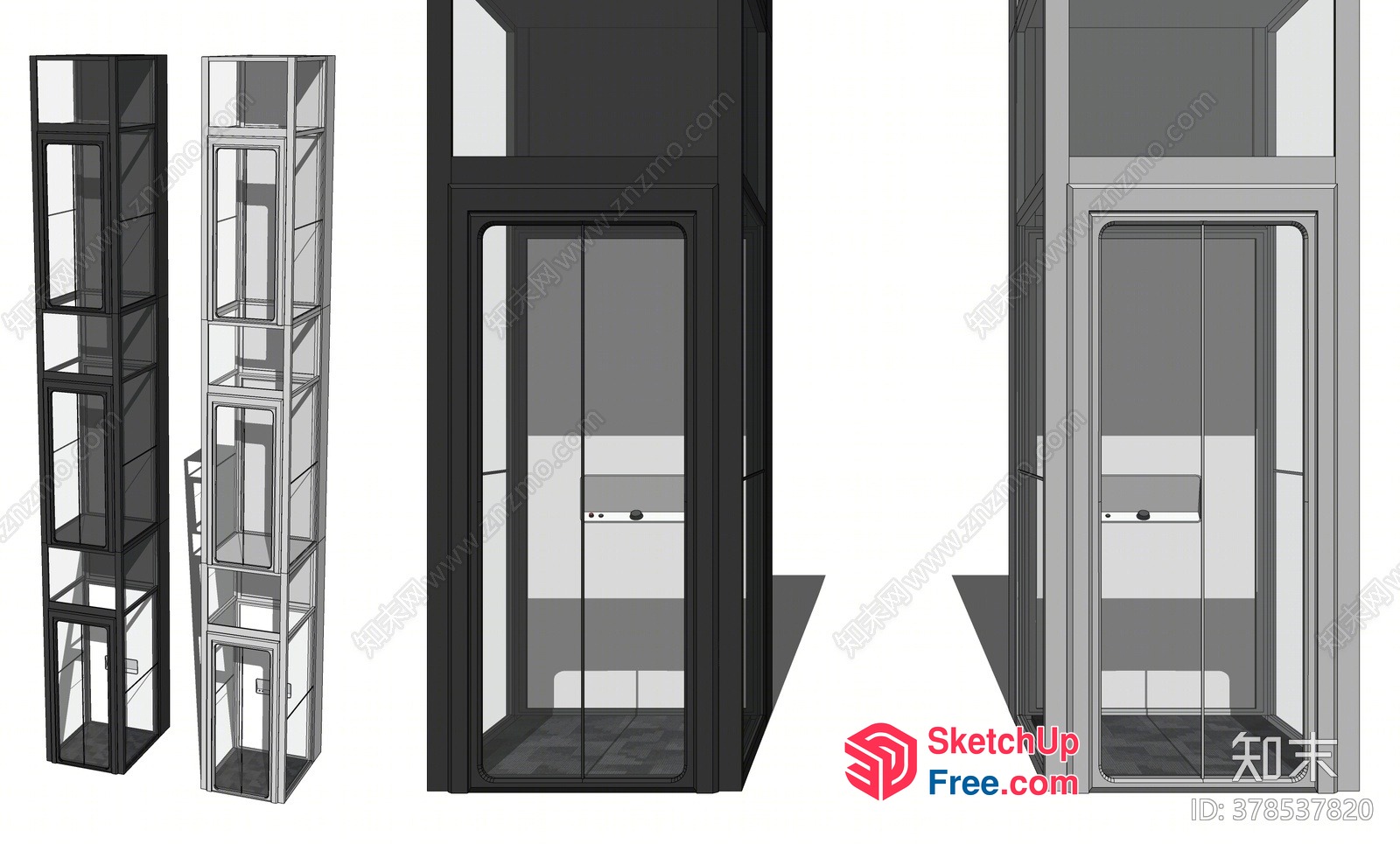 Elevator With Glass Walls And Door 3D SketchUp File