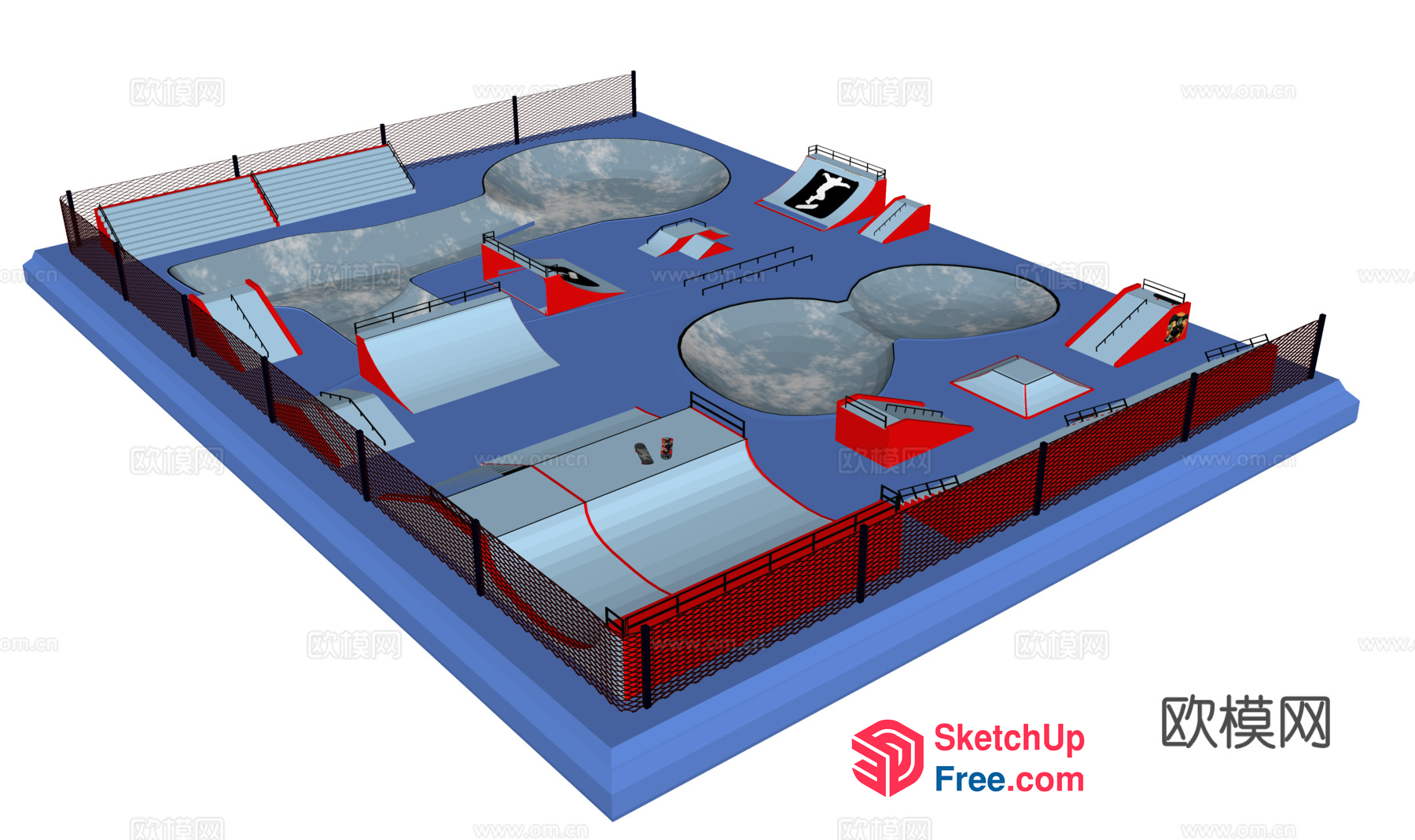 3D Illustration Of A Skate Park 3D SketchUp File