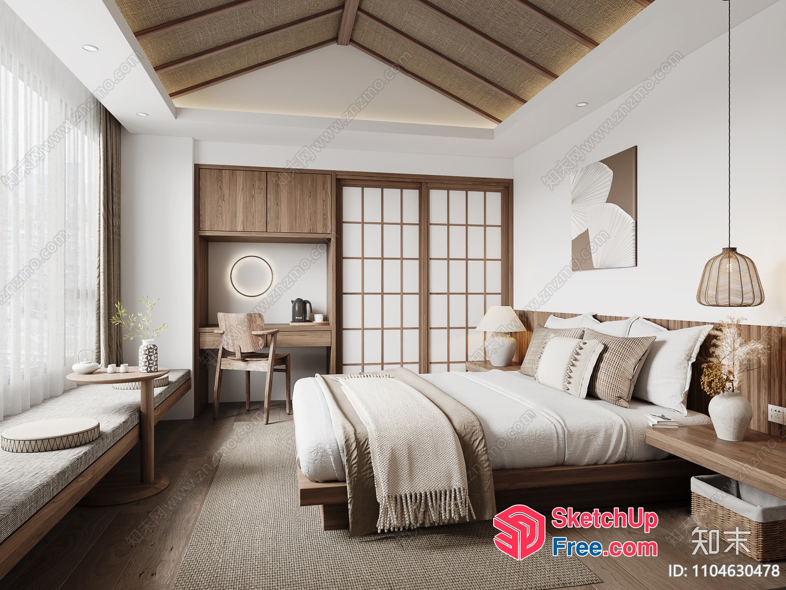 Modern Japanese-Inspired Homestay Bedroom 3D SketchUp File