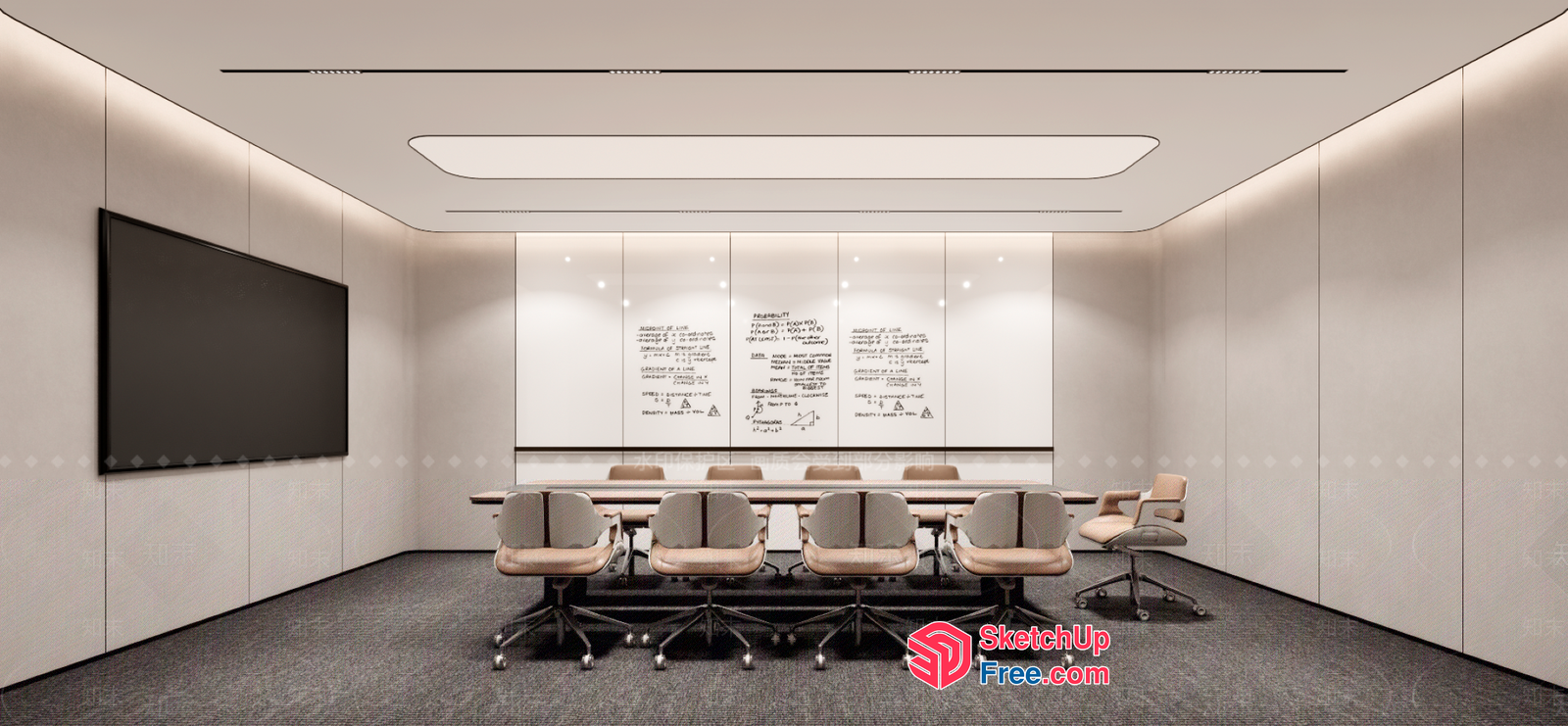 Modern Conference Room With Whiteboard And Flat Screen Tv 3D SketchUp File