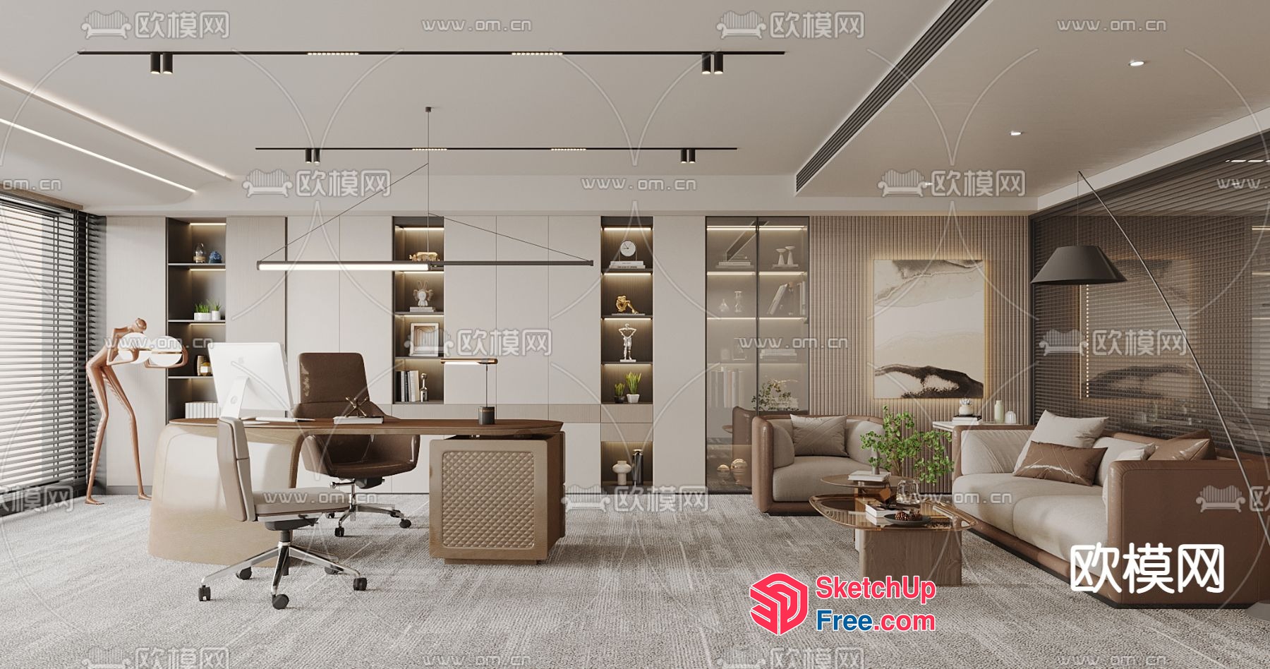 Modern Office Space With Neutral Tones And Natural Light 3D SketchUp File