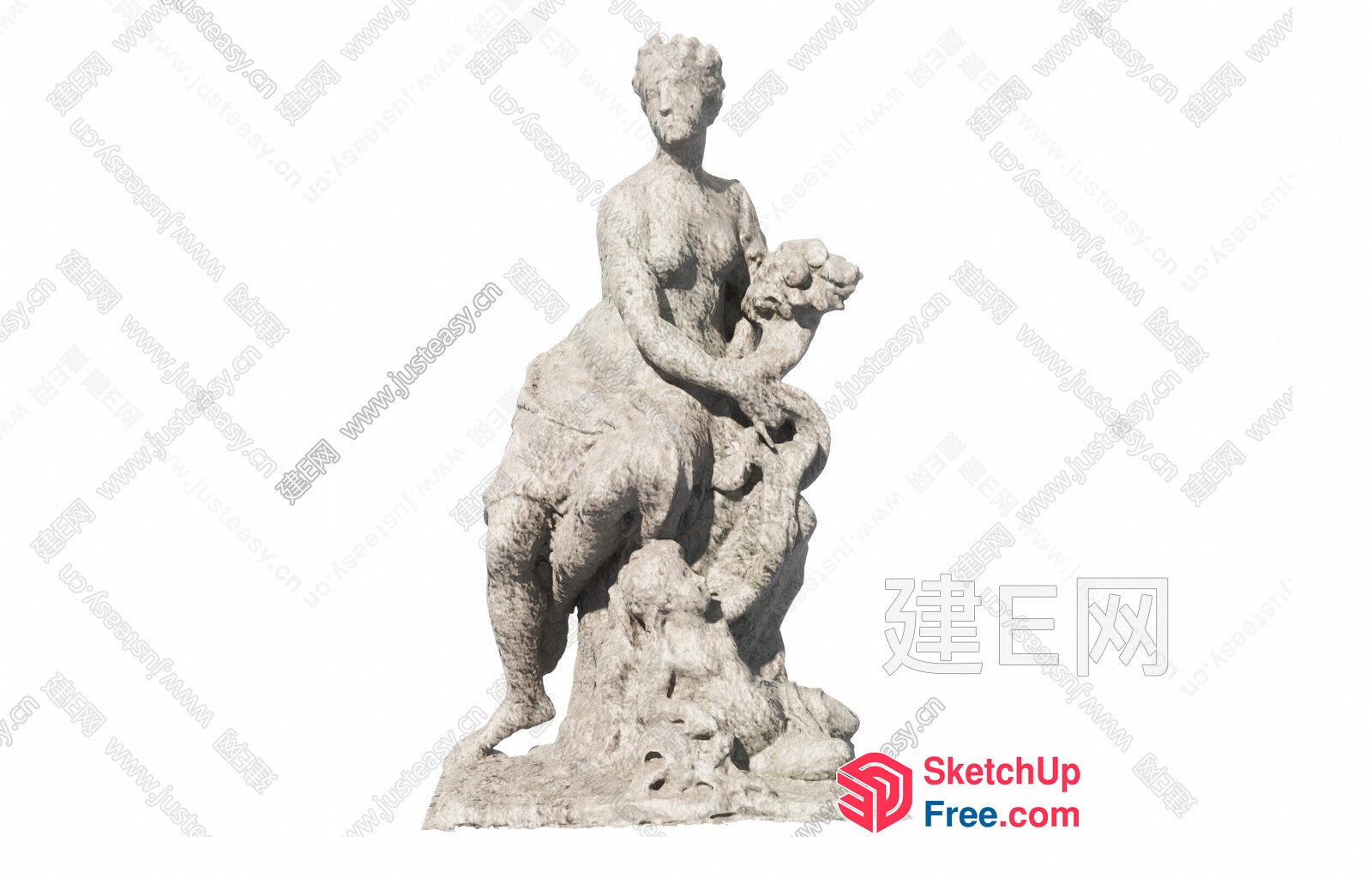 Stone Statue Of Woman And Child Sitting On A Rock 3D SketchUp File