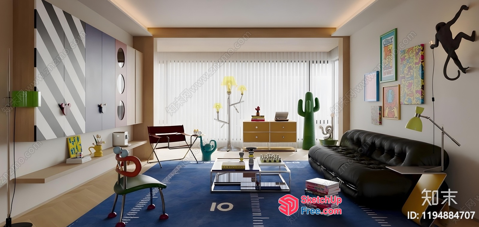 Modern Living Room With Unique Decorations And Furniture 3D SketchUp File