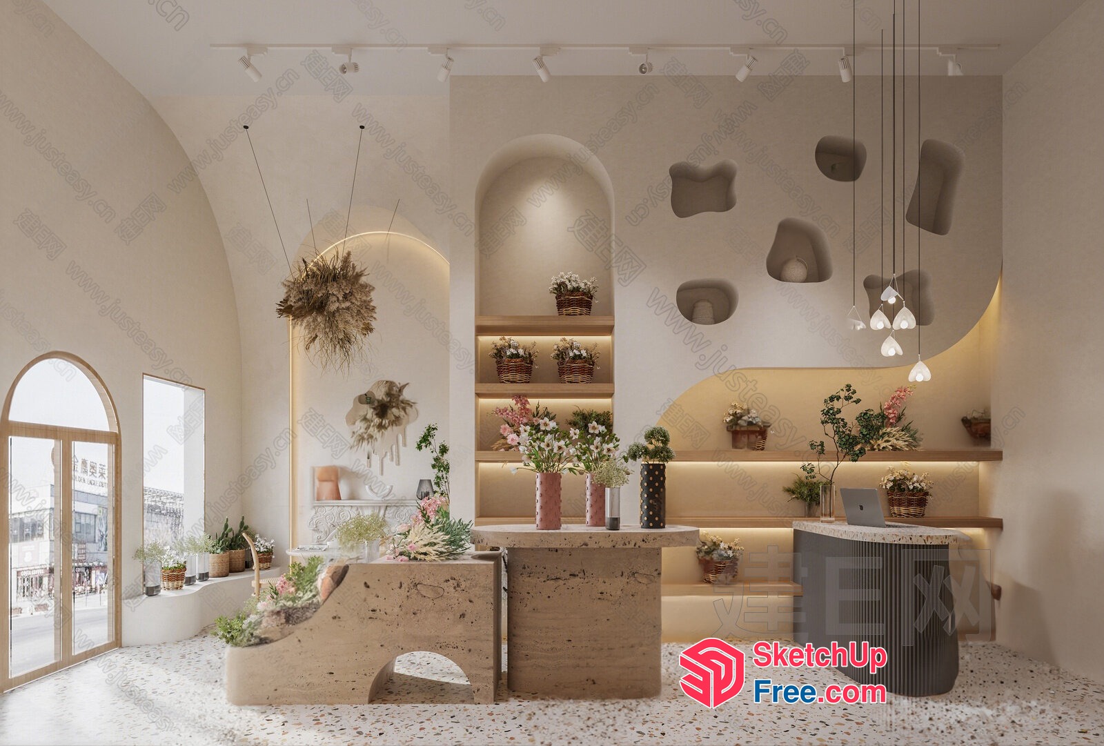 Modern Floral Arrangement Shop Interior 3D SketchUp File