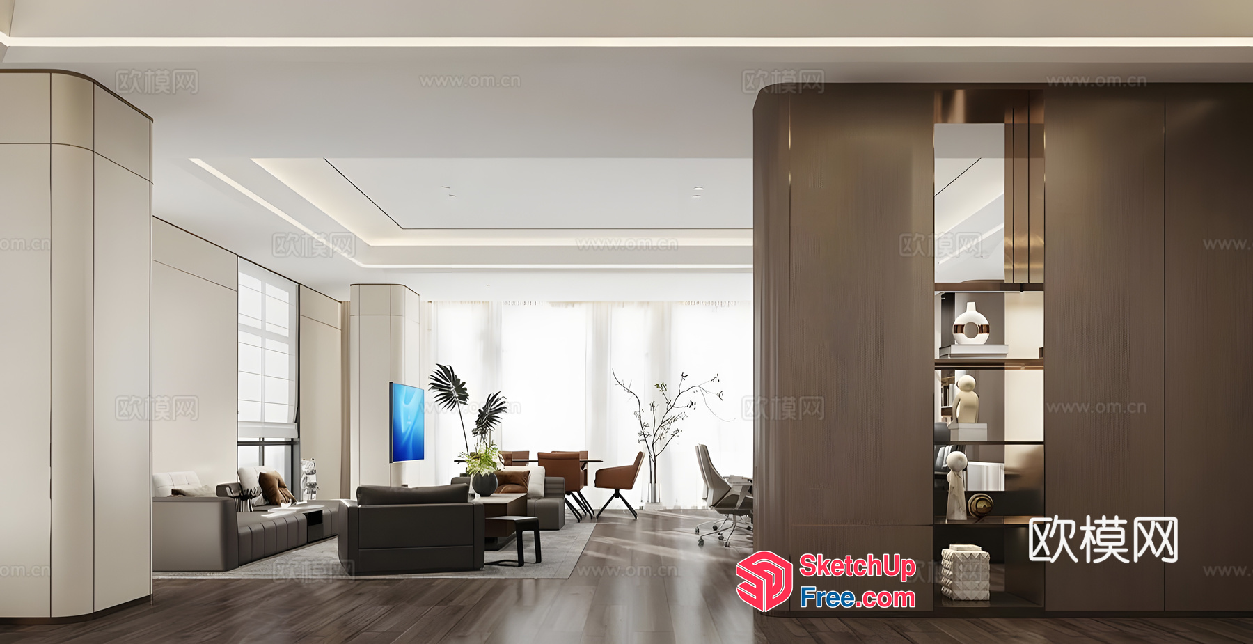 Modern Minimalist Living Room With Sleek Furniture And Natural Light 3D SketchUp File