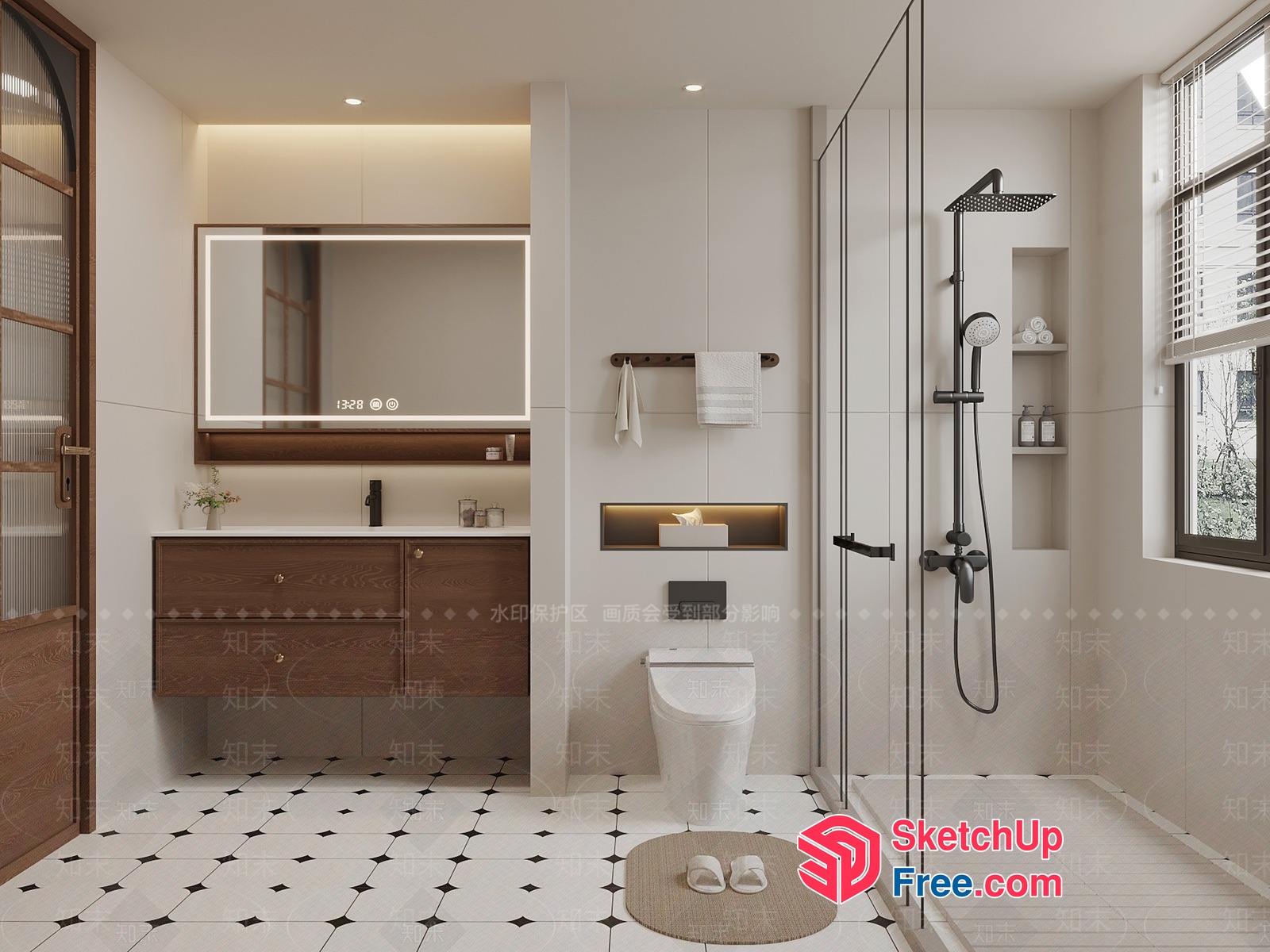 Modern Bathroom Interior Design With Clean Lines 3D SketchUp File