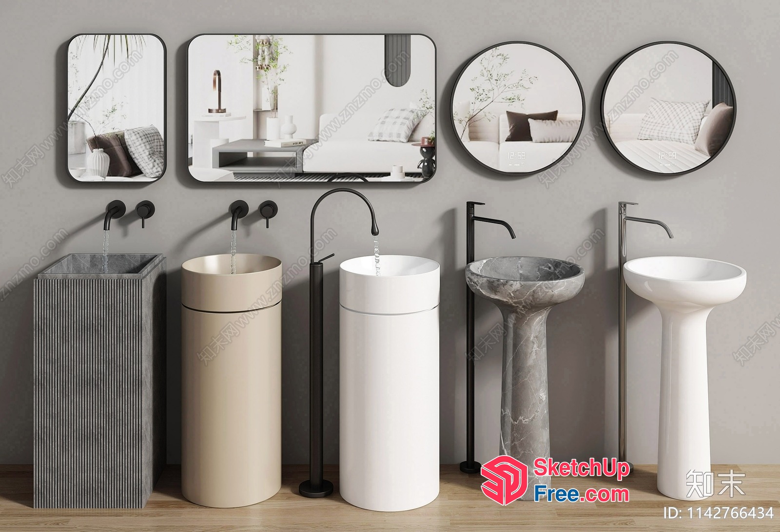 Modern Bathroom Sink Designs In Neutral Tones 3D SketchUp File