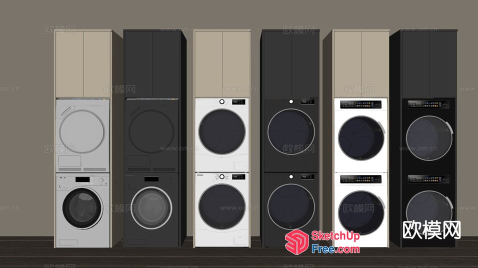 Modern Stackable Washer And Dryer Units 3D SketchUp File