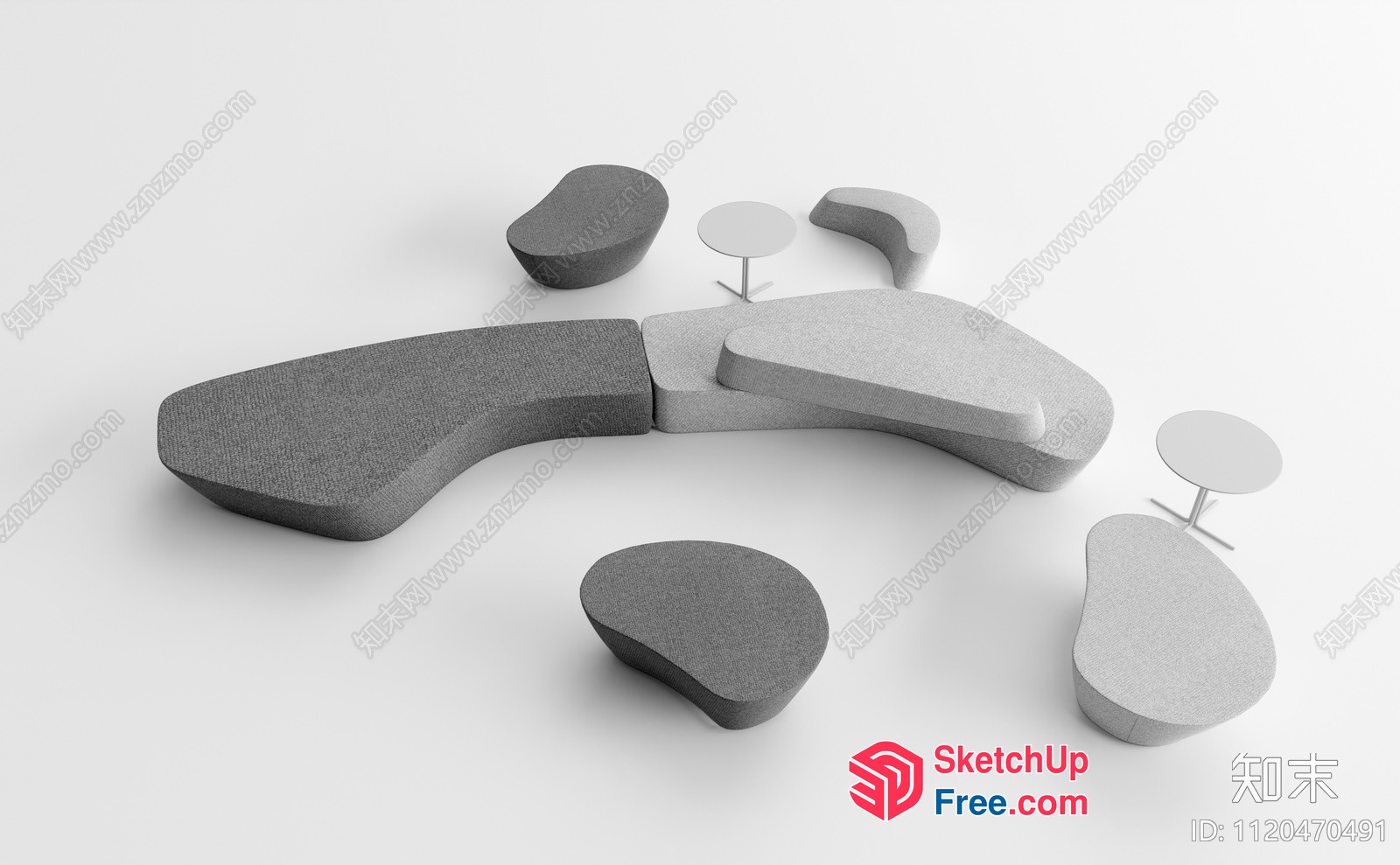 Modern Minimalist Grey And White Furniture Set 3D SketchUp File