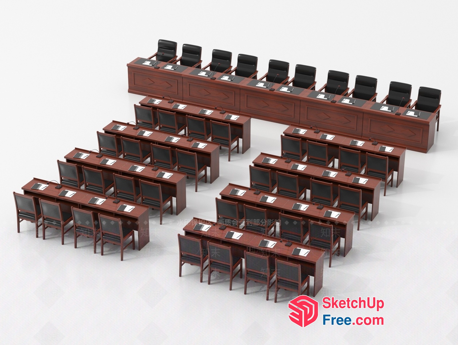 Formal Conference Room Seating Arrangement 3D SketchUp File