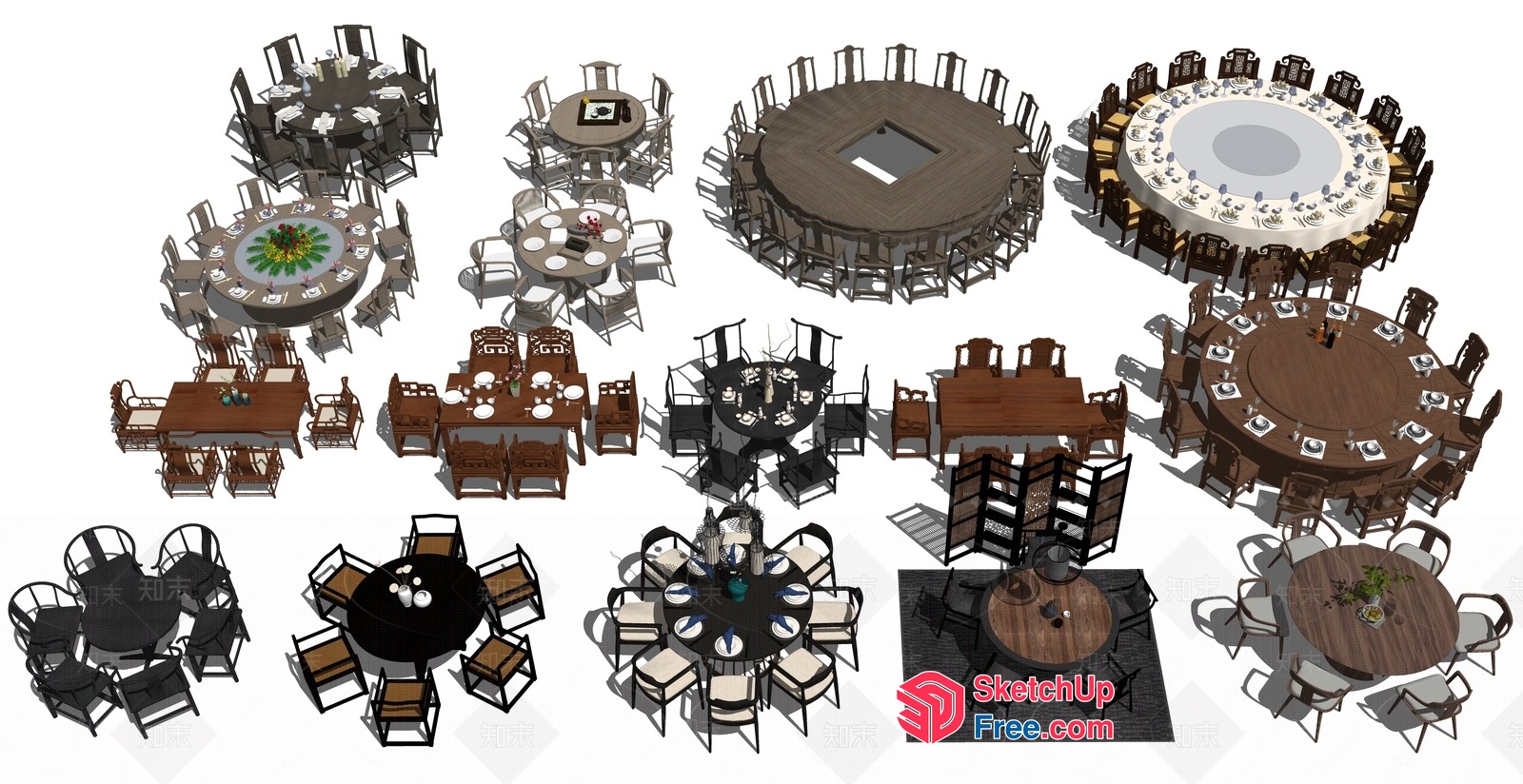 3D Rendered Dining Room Furniture Collection 3D SketchUp File