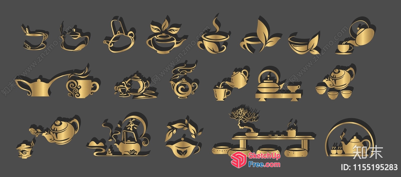 Teacup And Teapot Decorative Art 3D SketchUp File