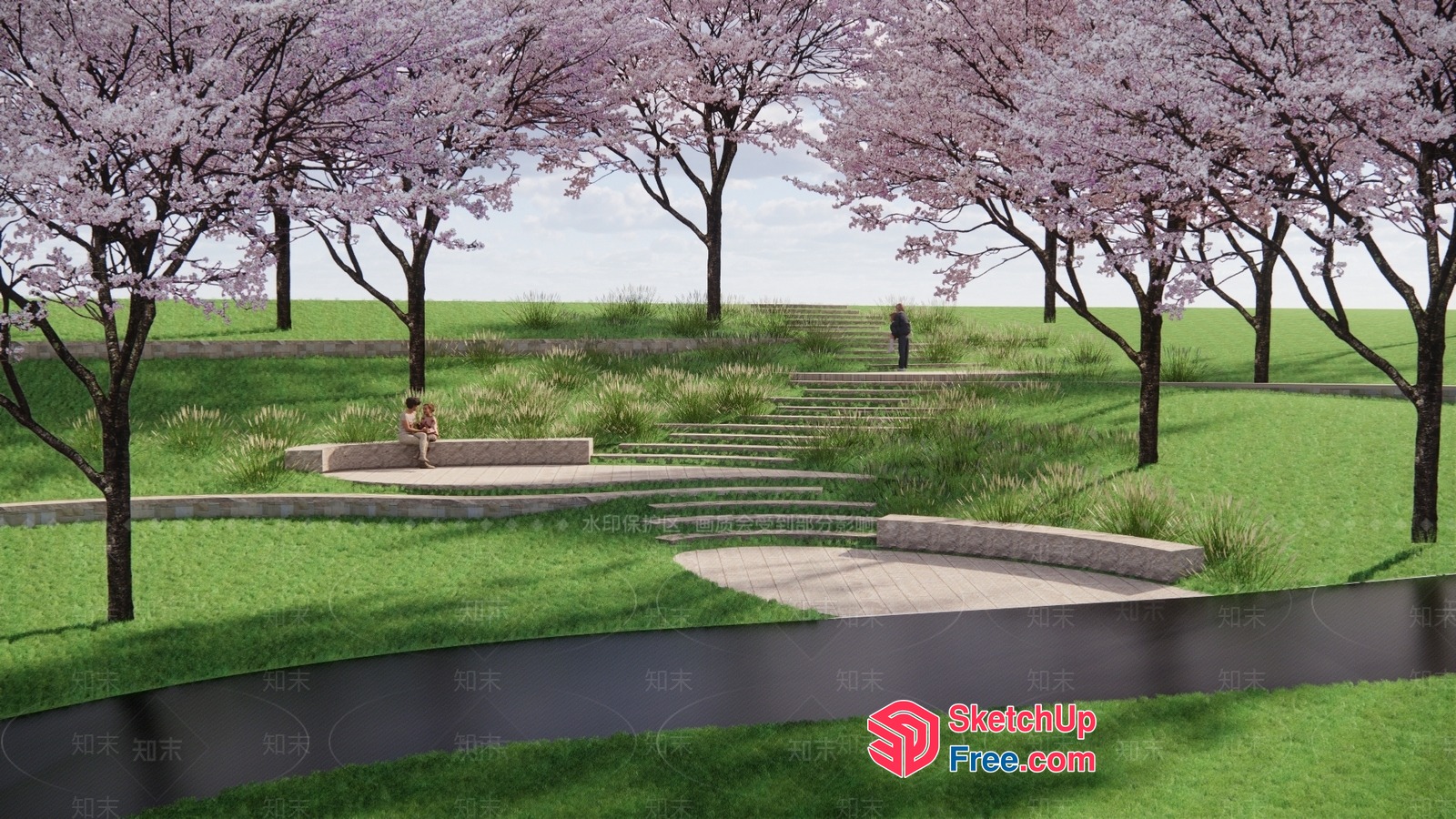 Serene Japanese-Inspired Park Scene 3D SketchUp File