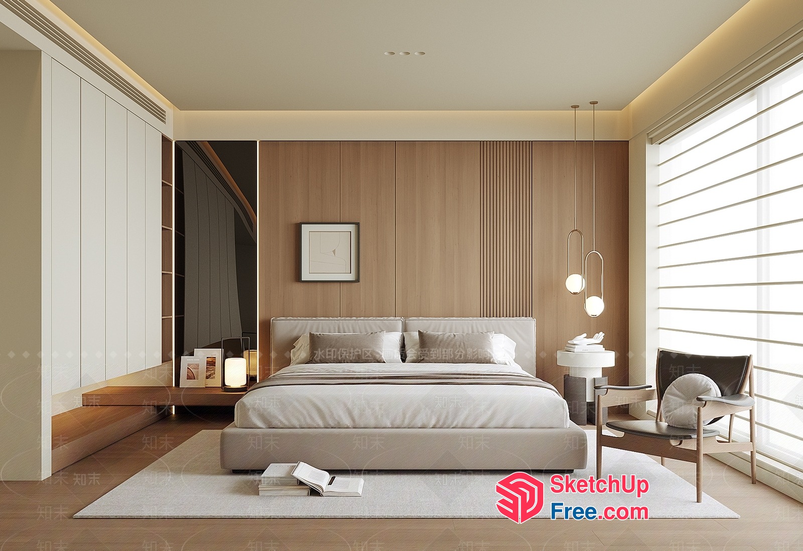 Modern Minimalist Bedroom Design With Neutral Tones And Clean Lines 3D SketchUp File