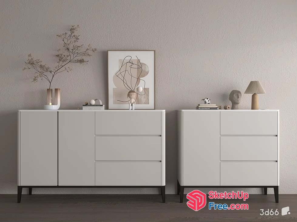 White Modern Minimalist Furniture And Decor 3D SketchUp File
