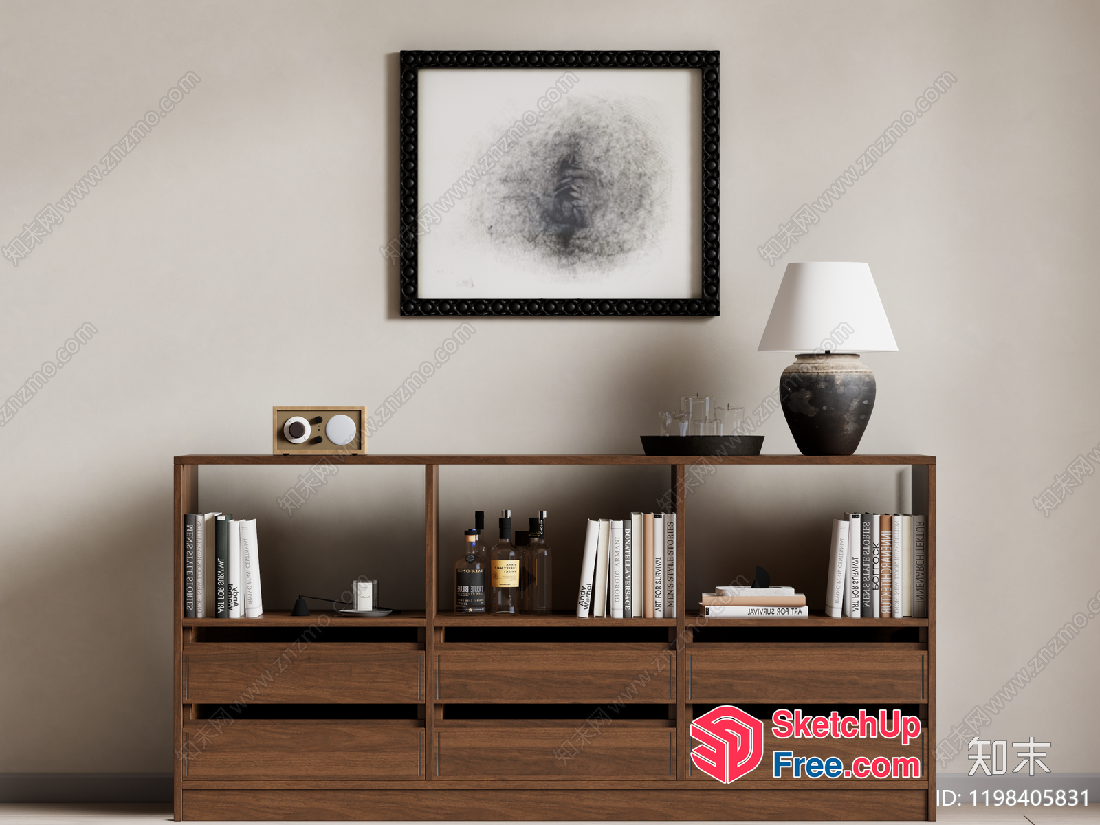 Minimalist Decorative Bookcase 3D SketchUp File