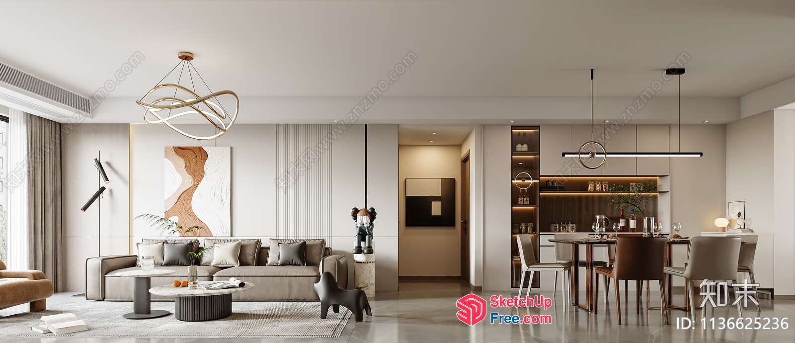 Modern Minimalist Living Room Interior Design 3D SketchUp File