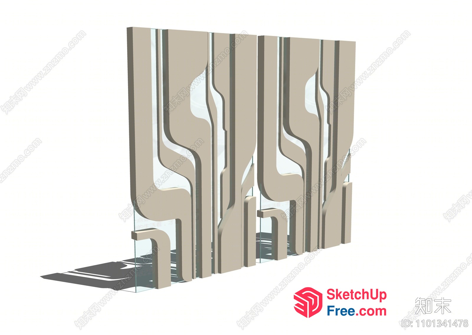 Modern Partition Screen With Curved Lines And Beige Color 3D SketchUp File