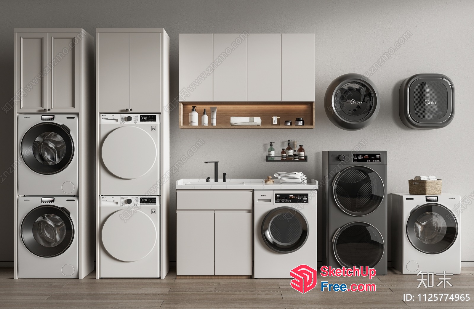 Modern Laundry Room With Sleek Appliances 3D SketchUp File