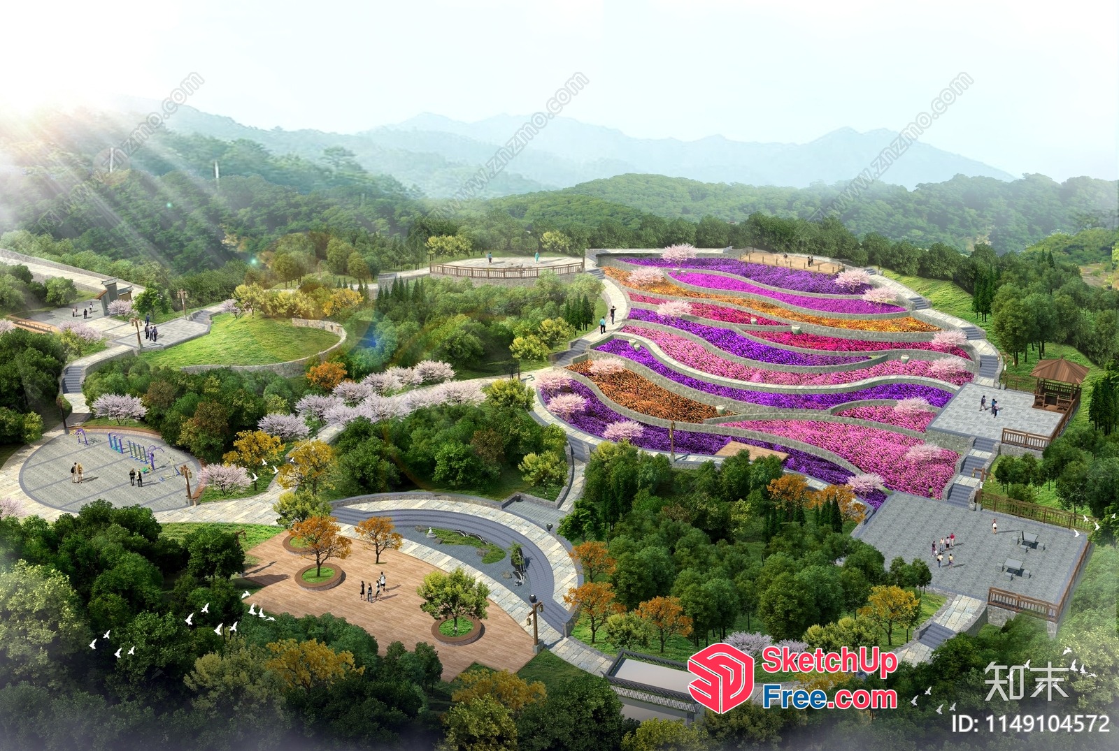 Serene Parkland With Vibrant Floral Displays 3D SketchUp File