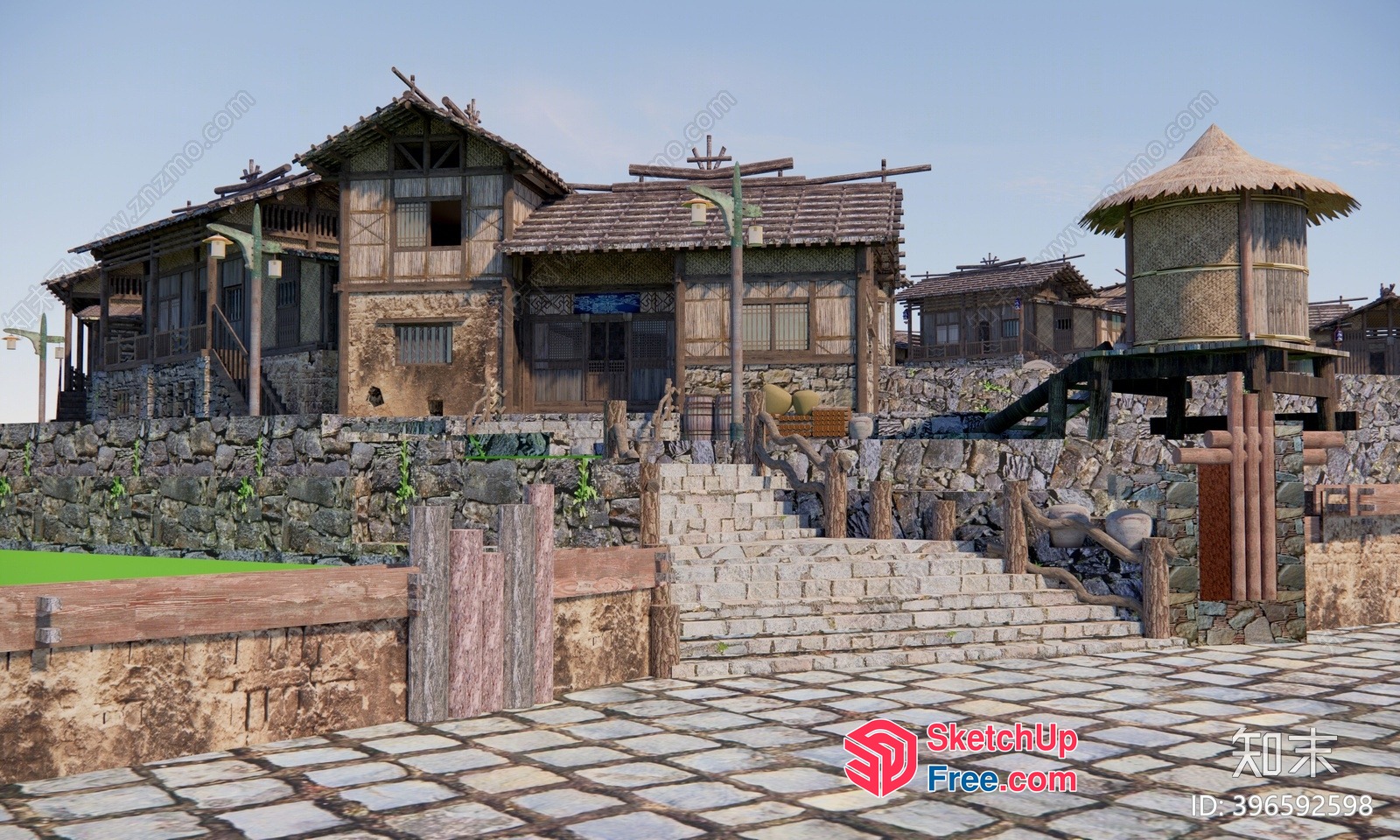 Traditional Japanese Village Scene 3D SketchUp File