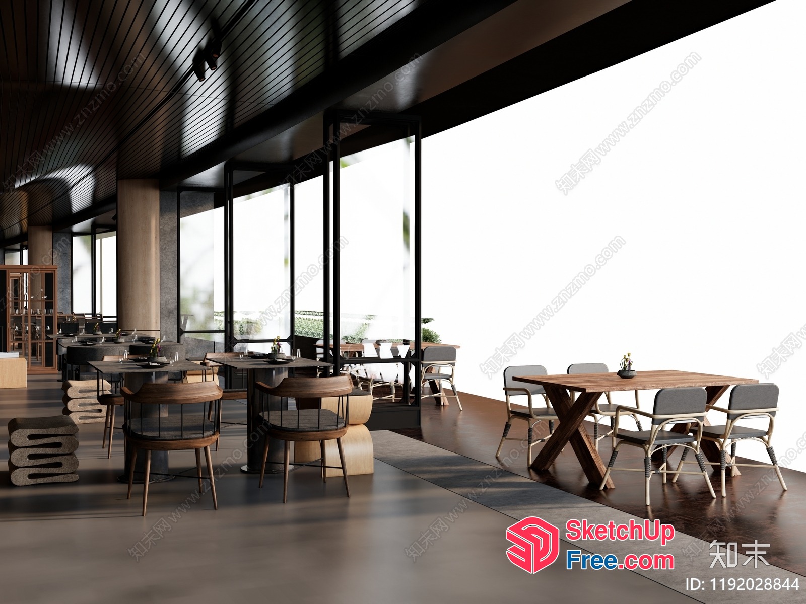 Modern Industrial-Style Restaurant Interior 3D SketchUp File