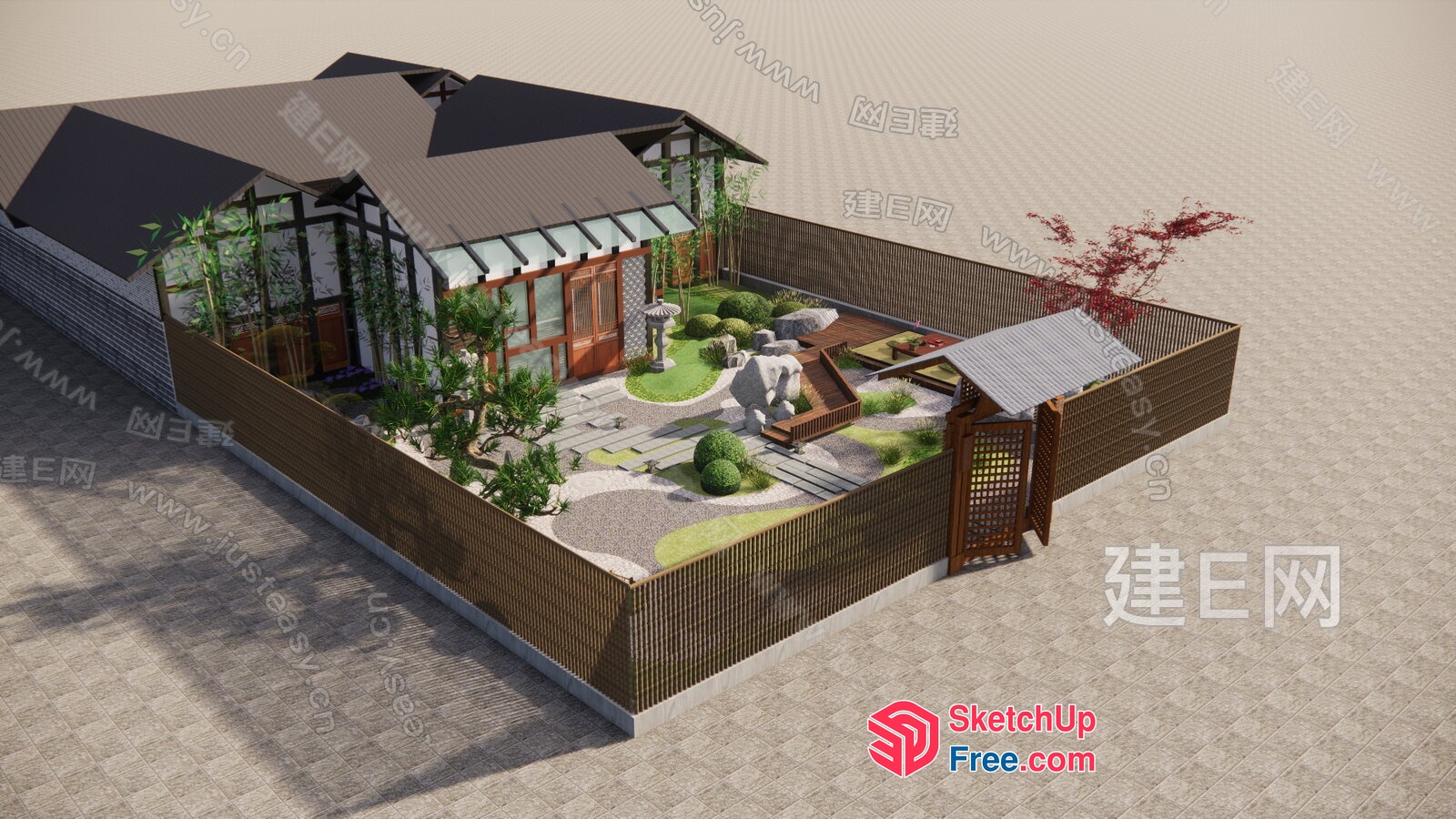 Japanese-Inspired Outdoor Oasis 3D SketchUp File