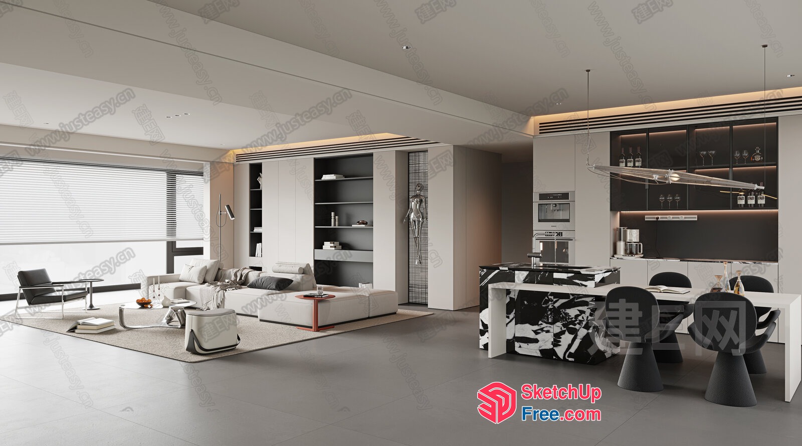Modern Minimalist Interior With Sleek Furniture 3D SketchUp File