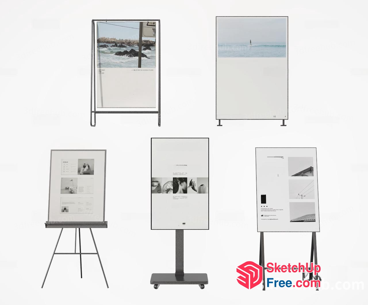 Modern Display Boards And Stands 3D SketchUp File
