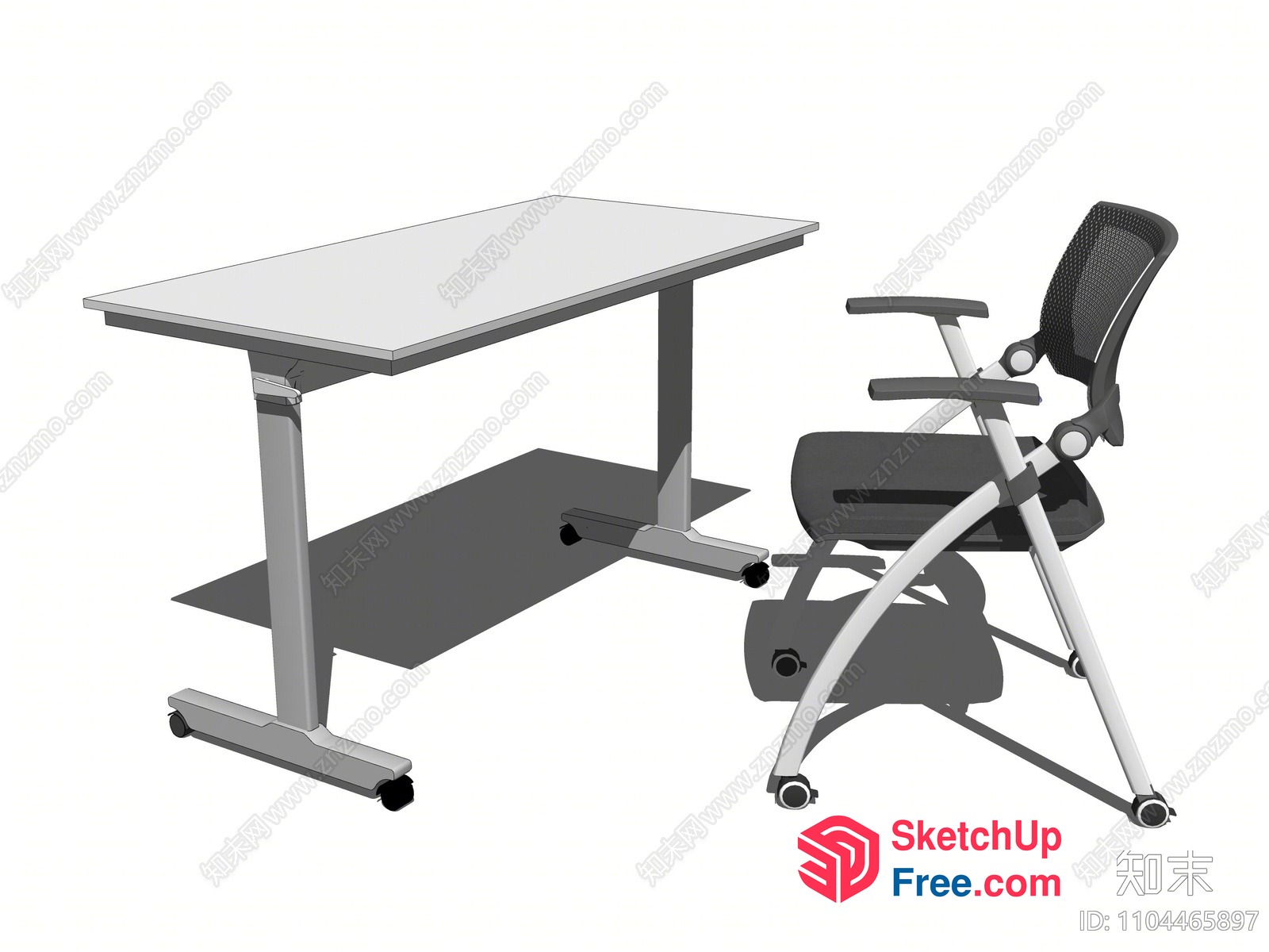 Modern Office Desk And Chair Set 3D SketchUp File