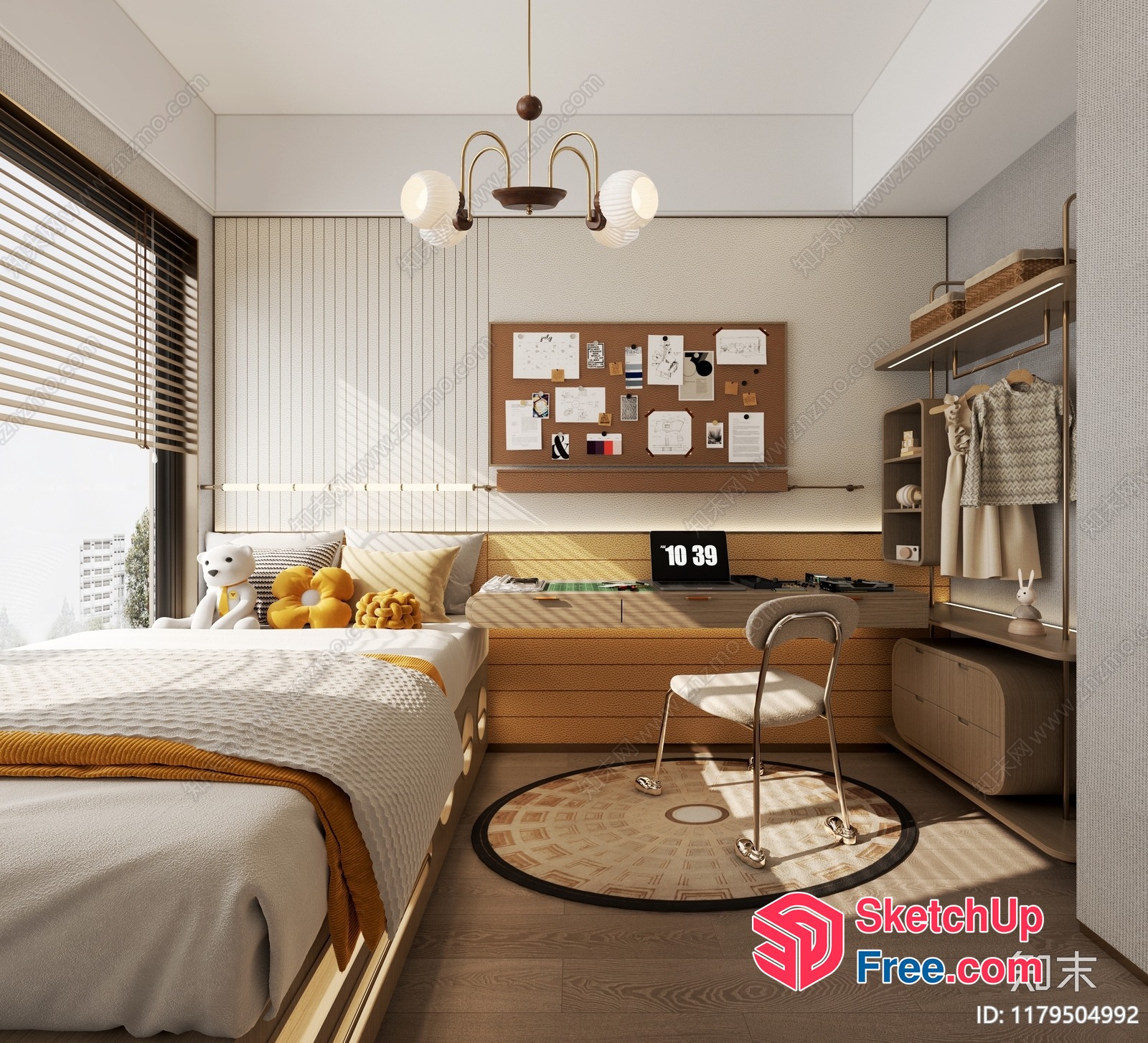 Cozy Modern Minimalist Bedroom With Natural Light 3D SketchUp File