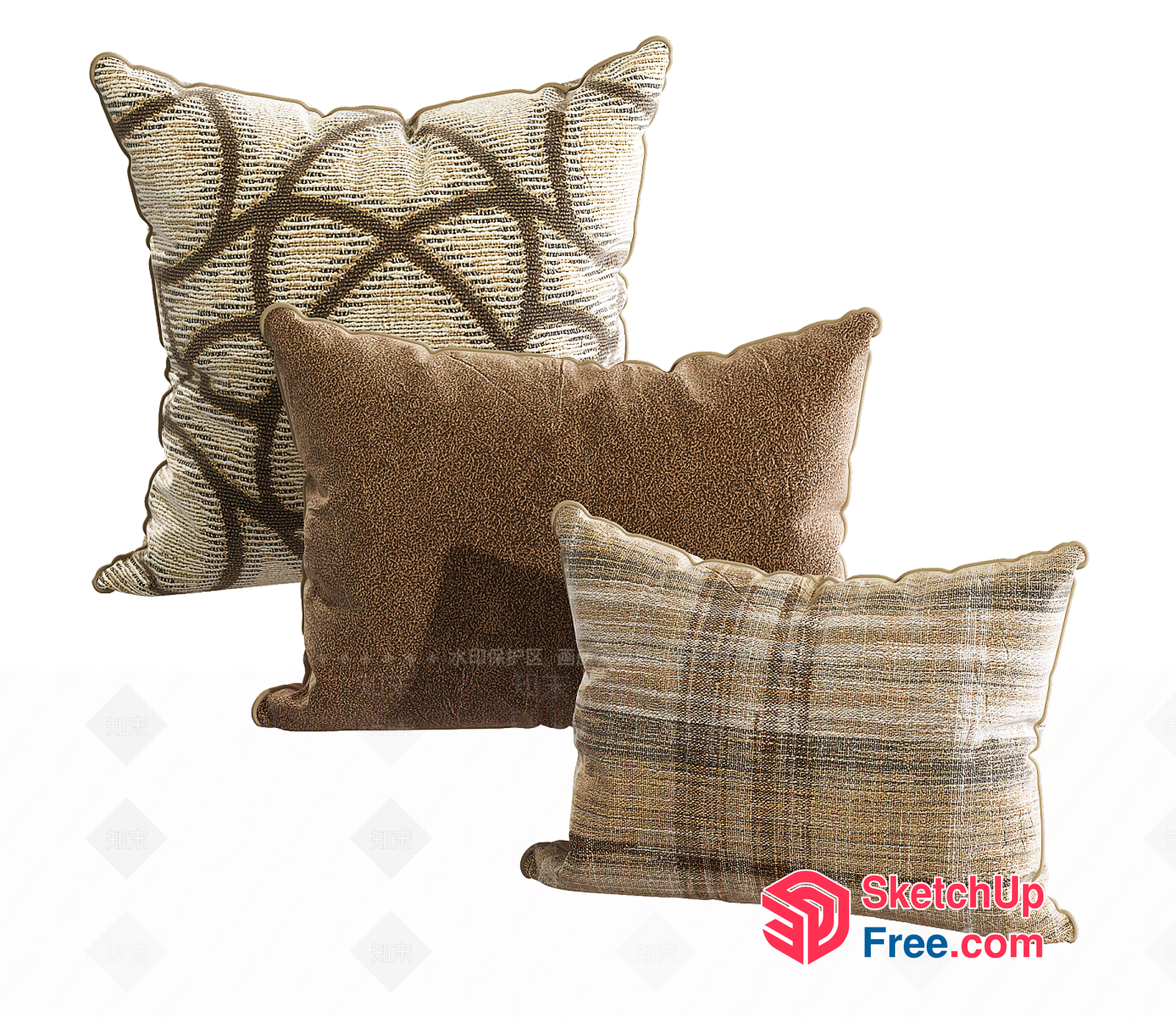 Luxurious Throw Pillows In Earthy Tones 3D SketchUp File