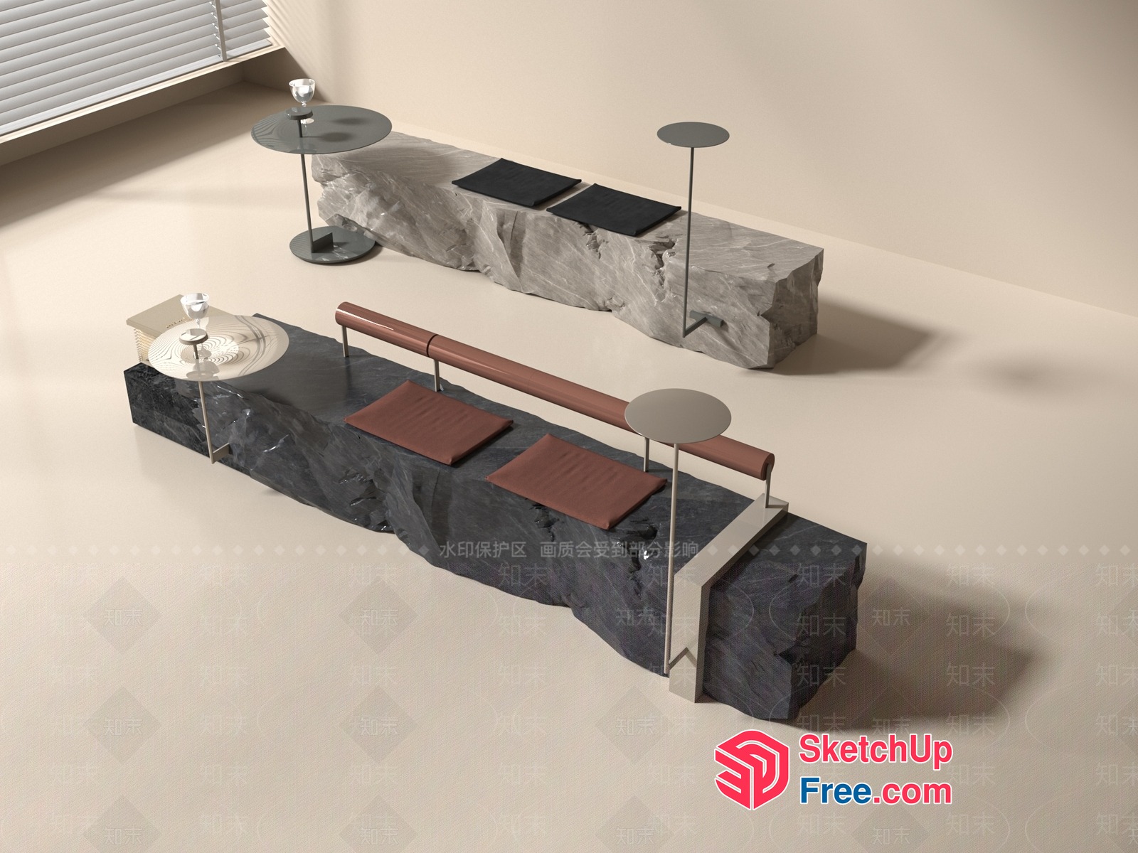 Modern Stone Furniture Design 3D SketchUp File