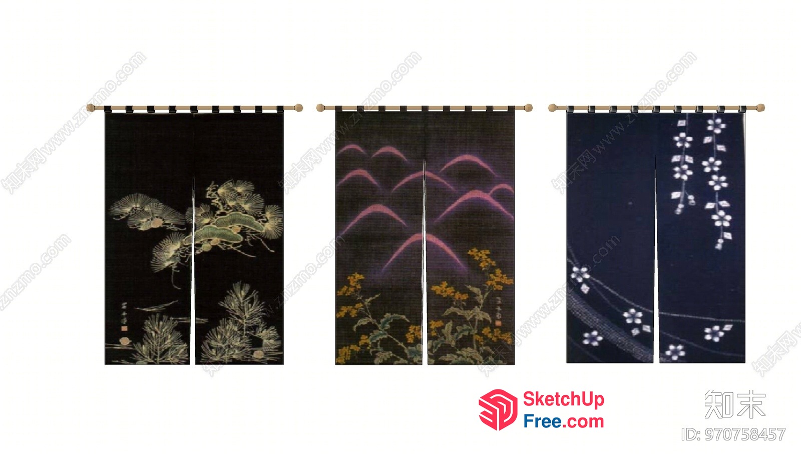 Japanese Style Window Curtains 3D SketchUp File