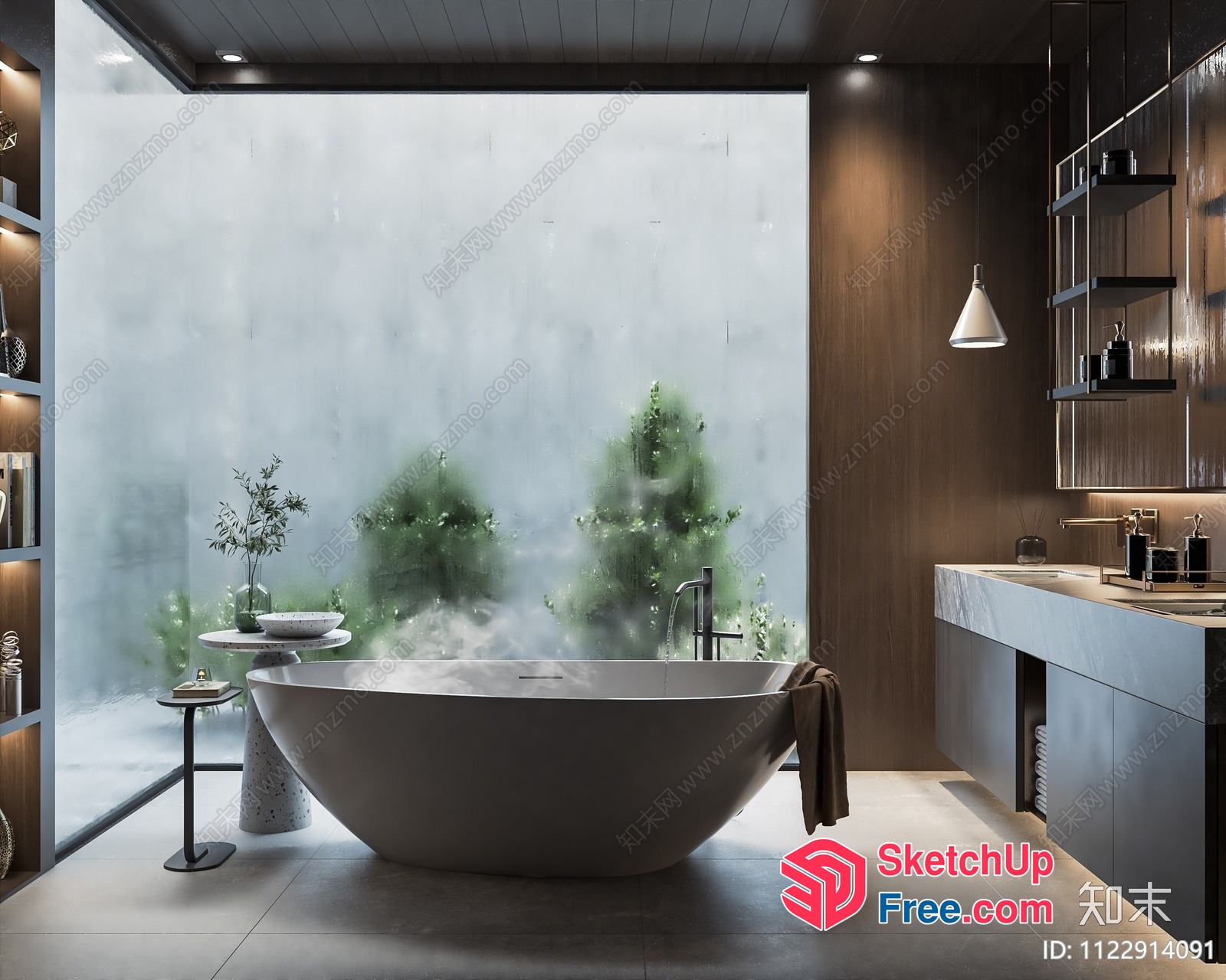 Sleek Modern Bathroom With Soothing Outdoor View 3D SketchUp File