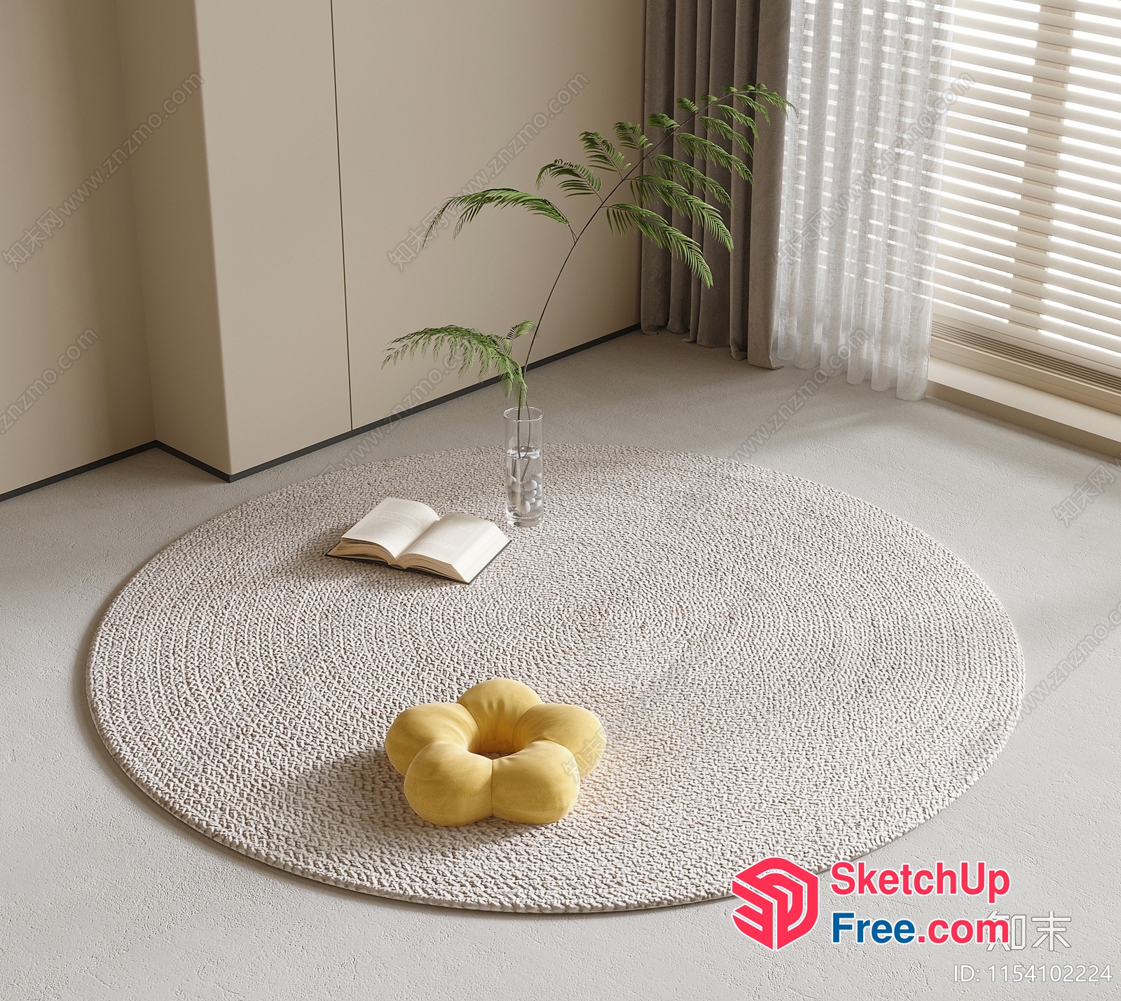 Elegant Creamy Style Interior Rug 3D SketchUp File