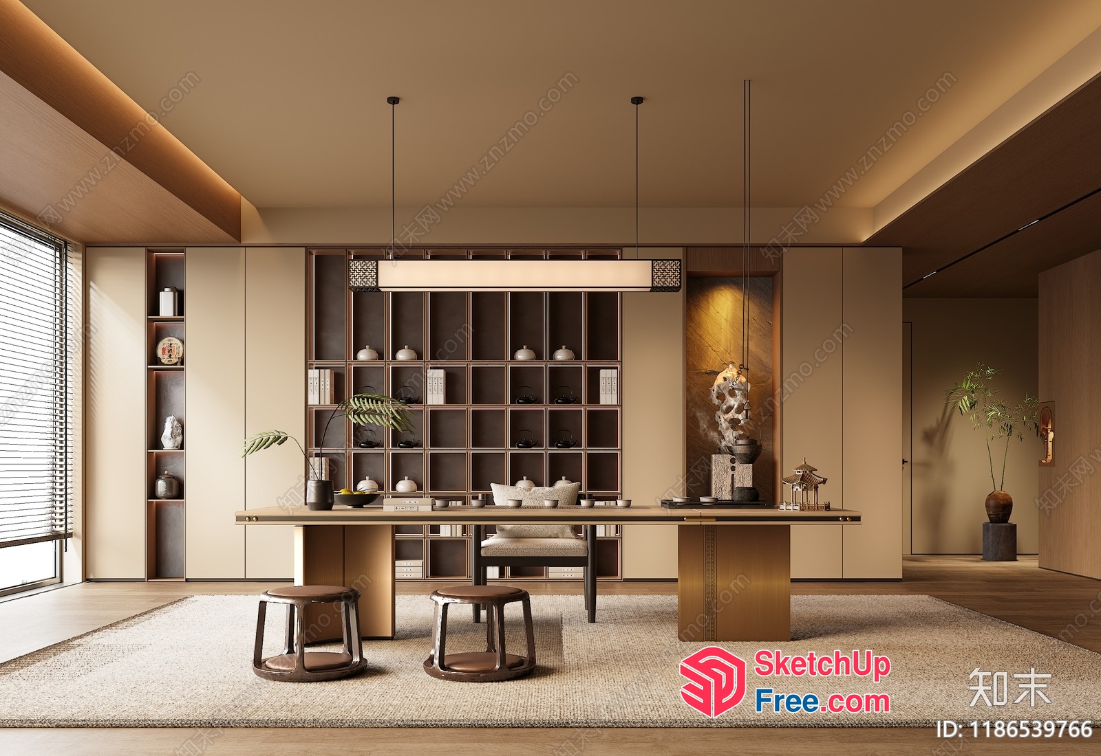 Elegant And Modern Asian-Inspired Dining Room 3D SketchUp File