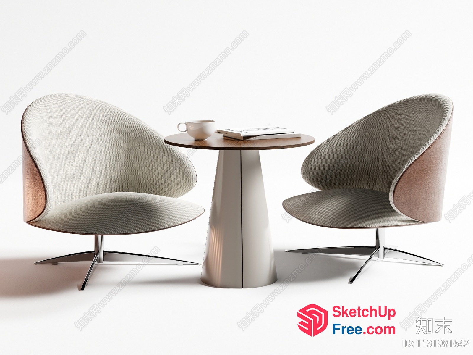 Modern Minimalist White Living Room Chairs And Table 3D SketchUp File