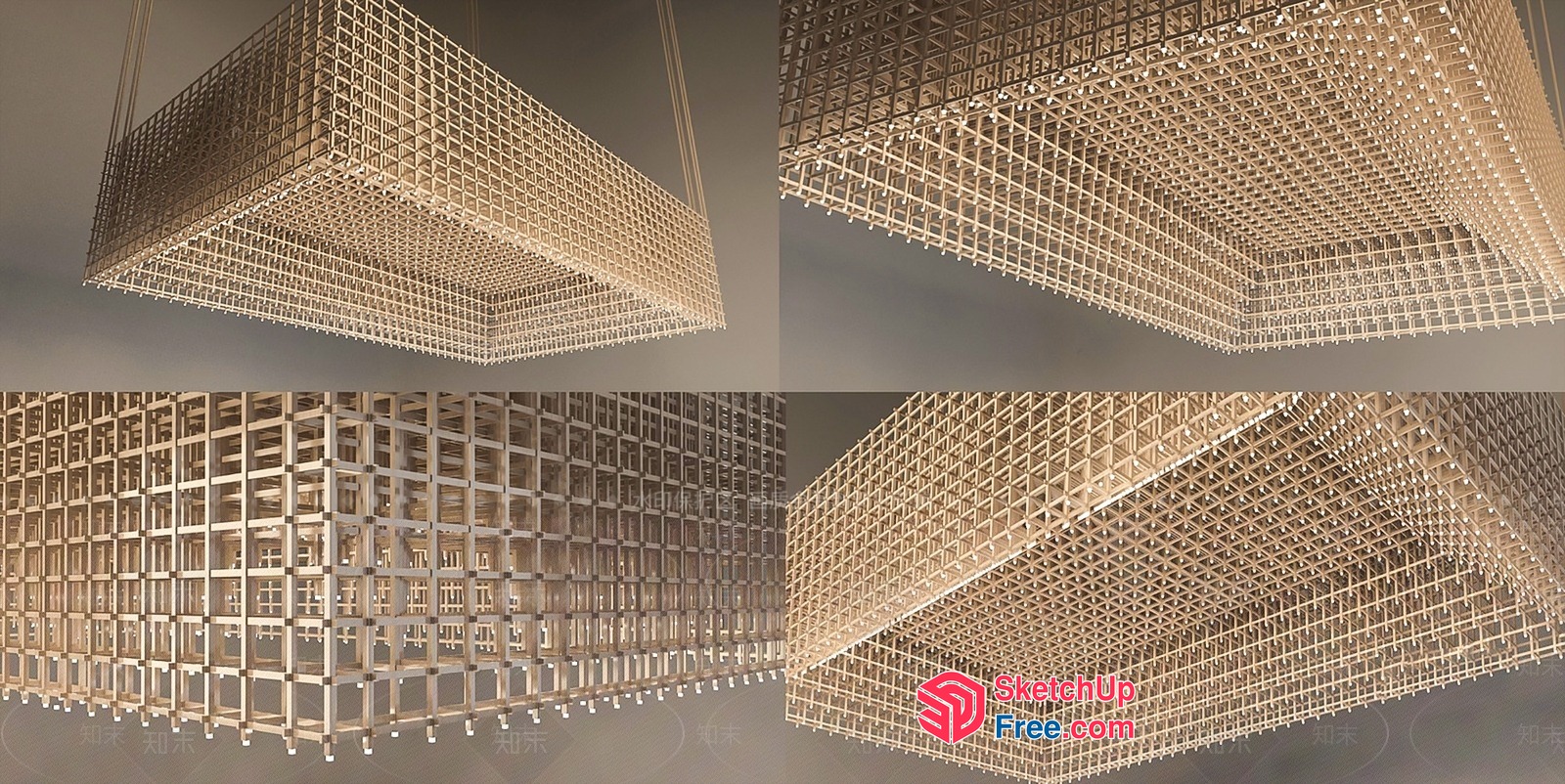 Modern Wood Ceiling Light Fixture 3D SketchUp File