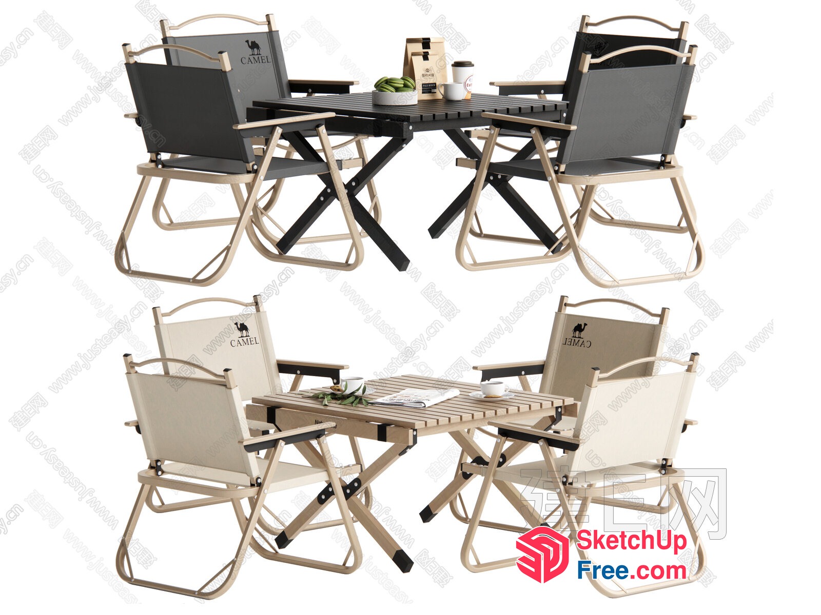 Outdoor Folding Table And Chairs Set 3D SketchUp File