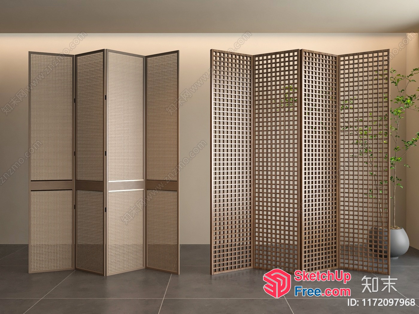 Partition Screen With Grid And Woven Patterns 3D SketchUp File