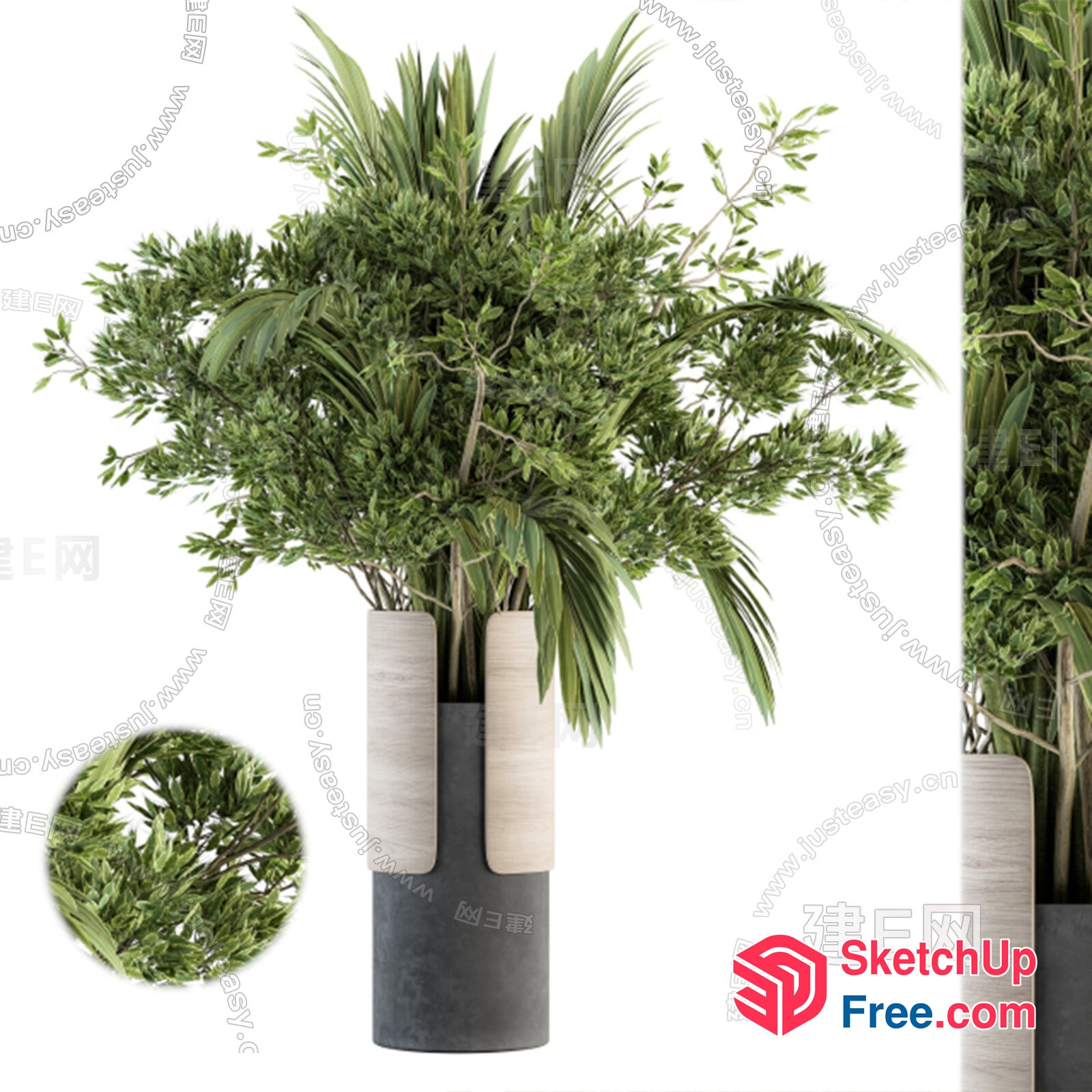 Potted Plant With Greenery In Modern Vase 3D SketchUp File