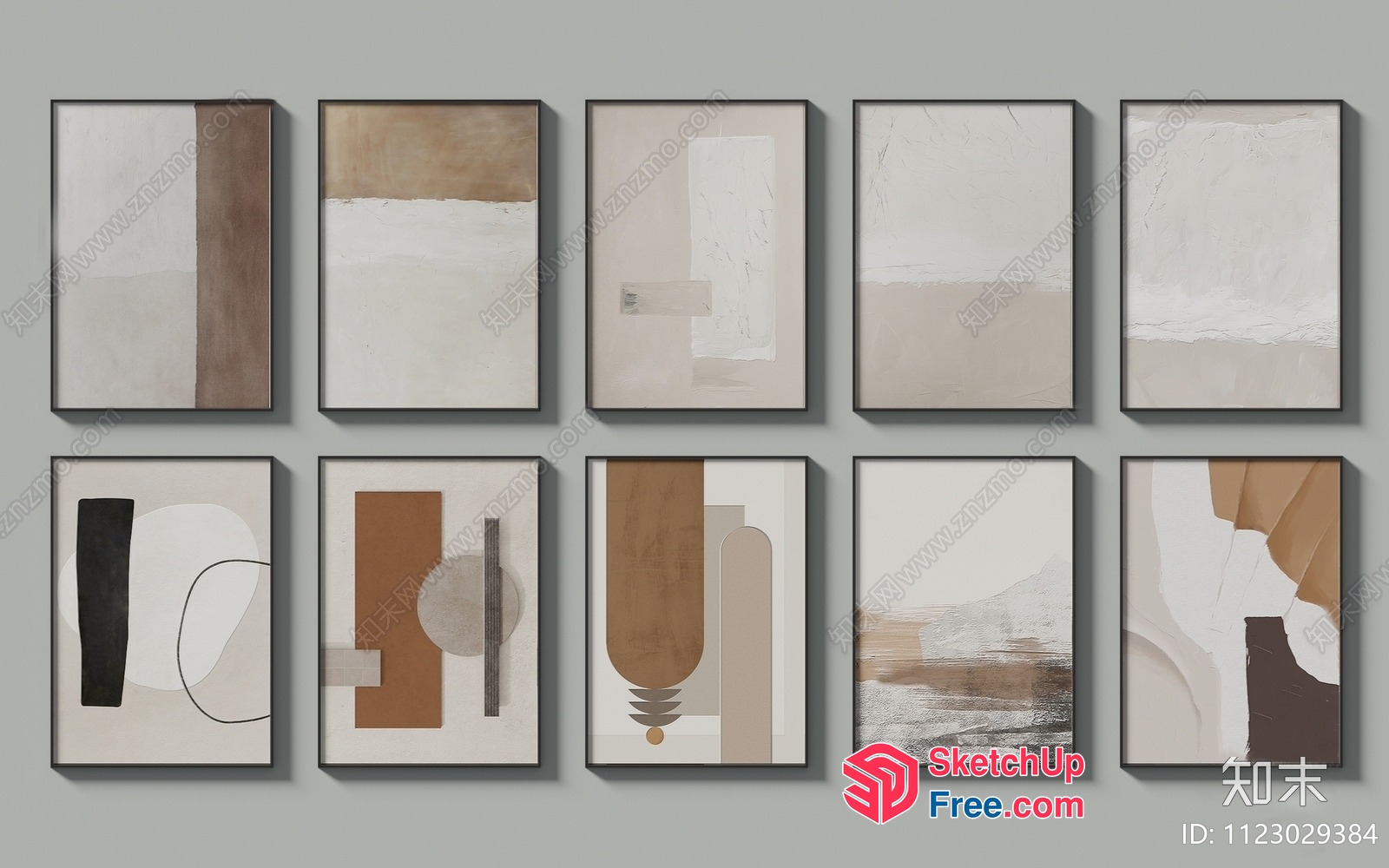 Abstract Geometric Shapes In Neutral Tones 3D SketchUp File