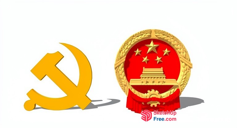 Communist Symbol And Chinese Emblem 3D SketchUp File