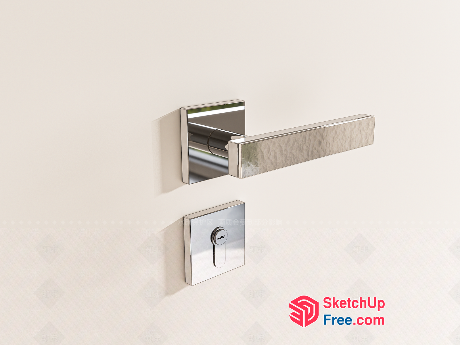 Silver Door Handle And Lock 3D SketchUp File