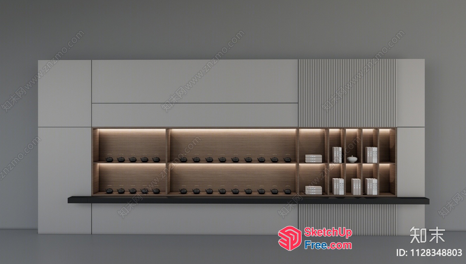 Modern Shelving Unit With Built-In Lighting 3D SketchUp File